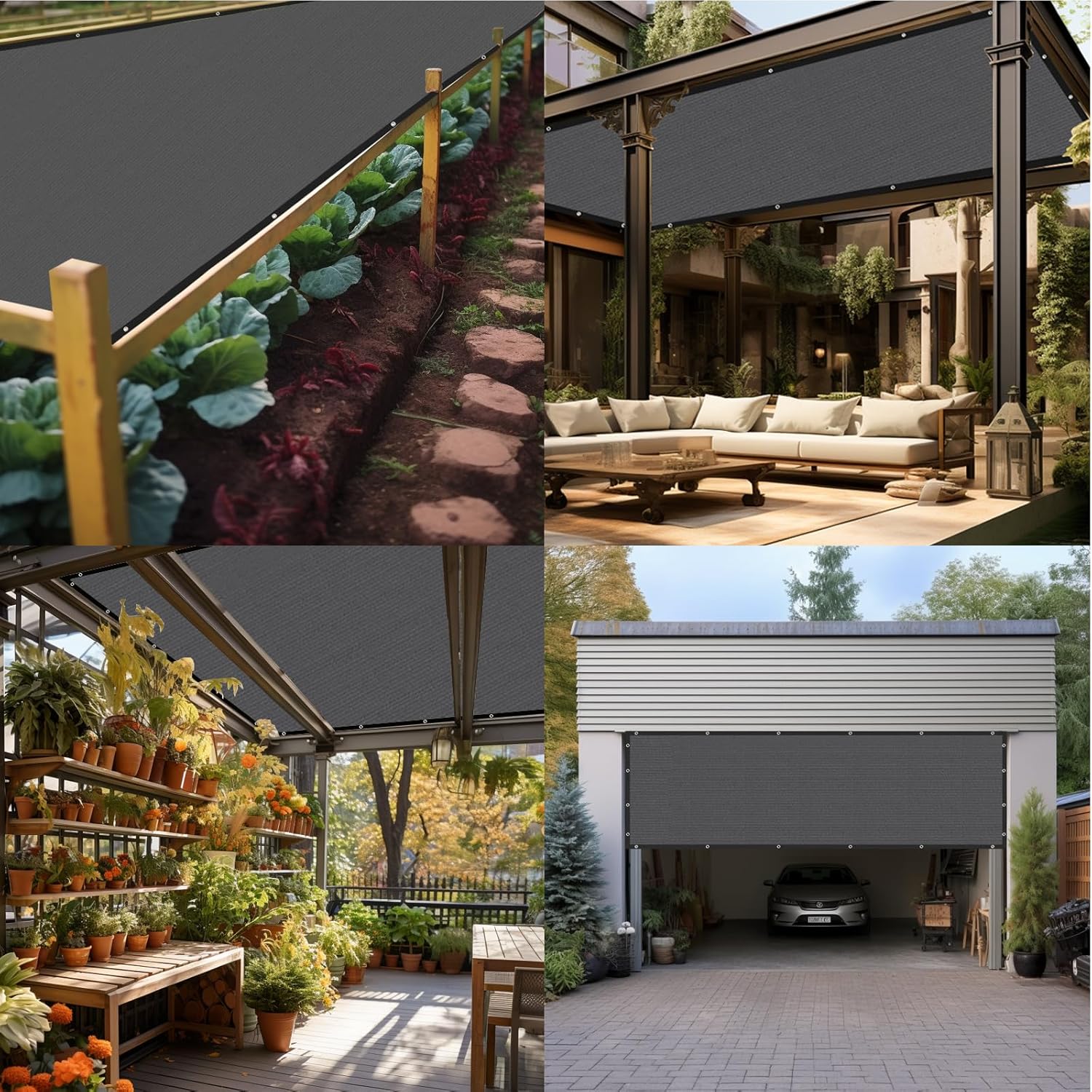 Artpuch Shade Cover 10'X14' FT Bundle with 8'X12' FT 90% UV Block Outdoor Sun Shade Cloth Privacy Screen for Patio Mocha