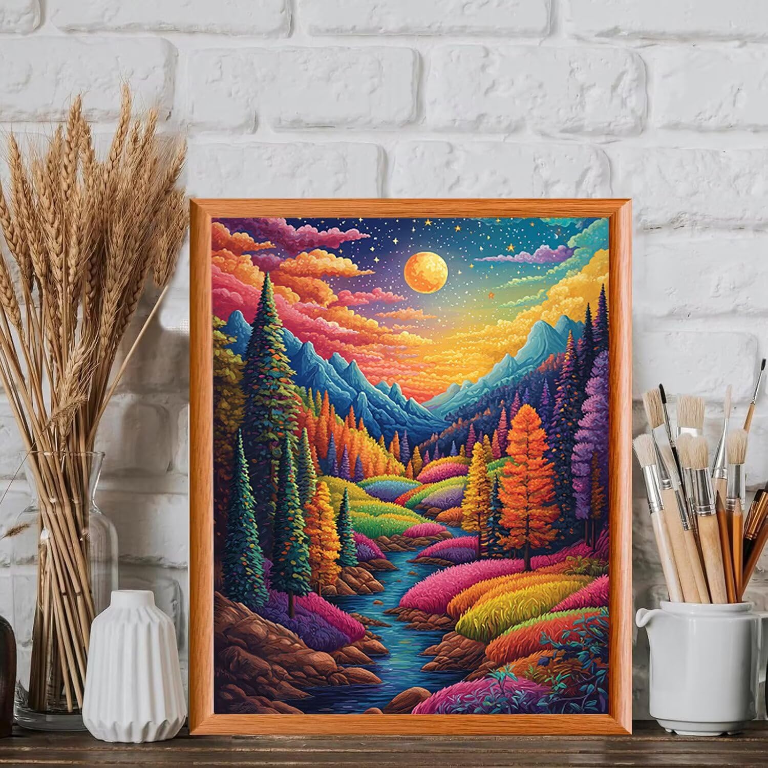 Sternenhimmellandschaft Malen Nach Zahlen Erwachsene, 80x100cm c-258 | Handgemalt Ölgemälde Kit für Mädchen Jungen ab 7 8 9 Jahre, Rahmenlos, für die Wanddekoration zu Hause, DIY Acrylmalerei