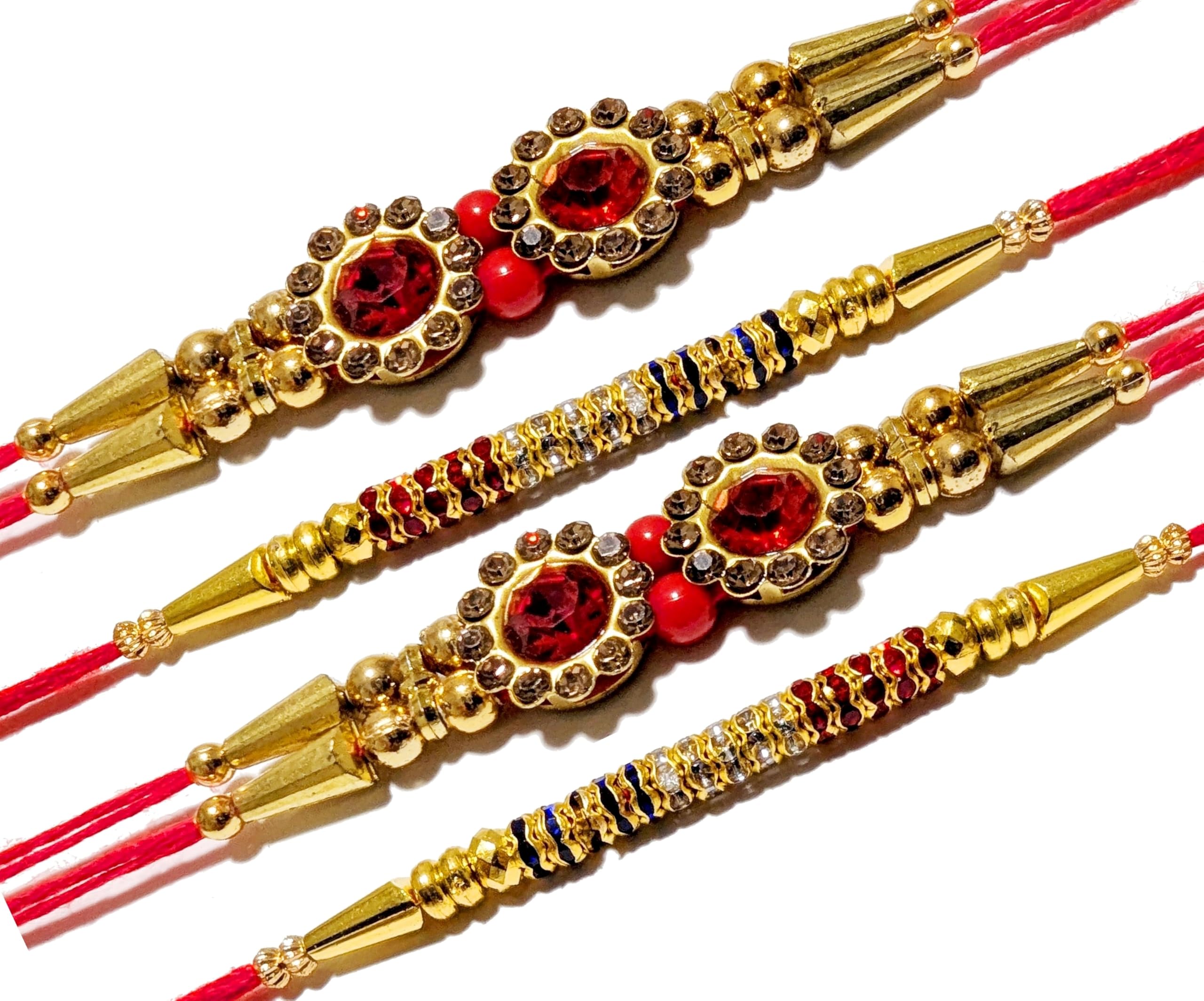 Hand Crafted made of Beads Set Of 4 Rakhi | Rakhi for Brother | Premium Rakhi | Raksha Bandhan | Rakhi-24-4-1, Assorted