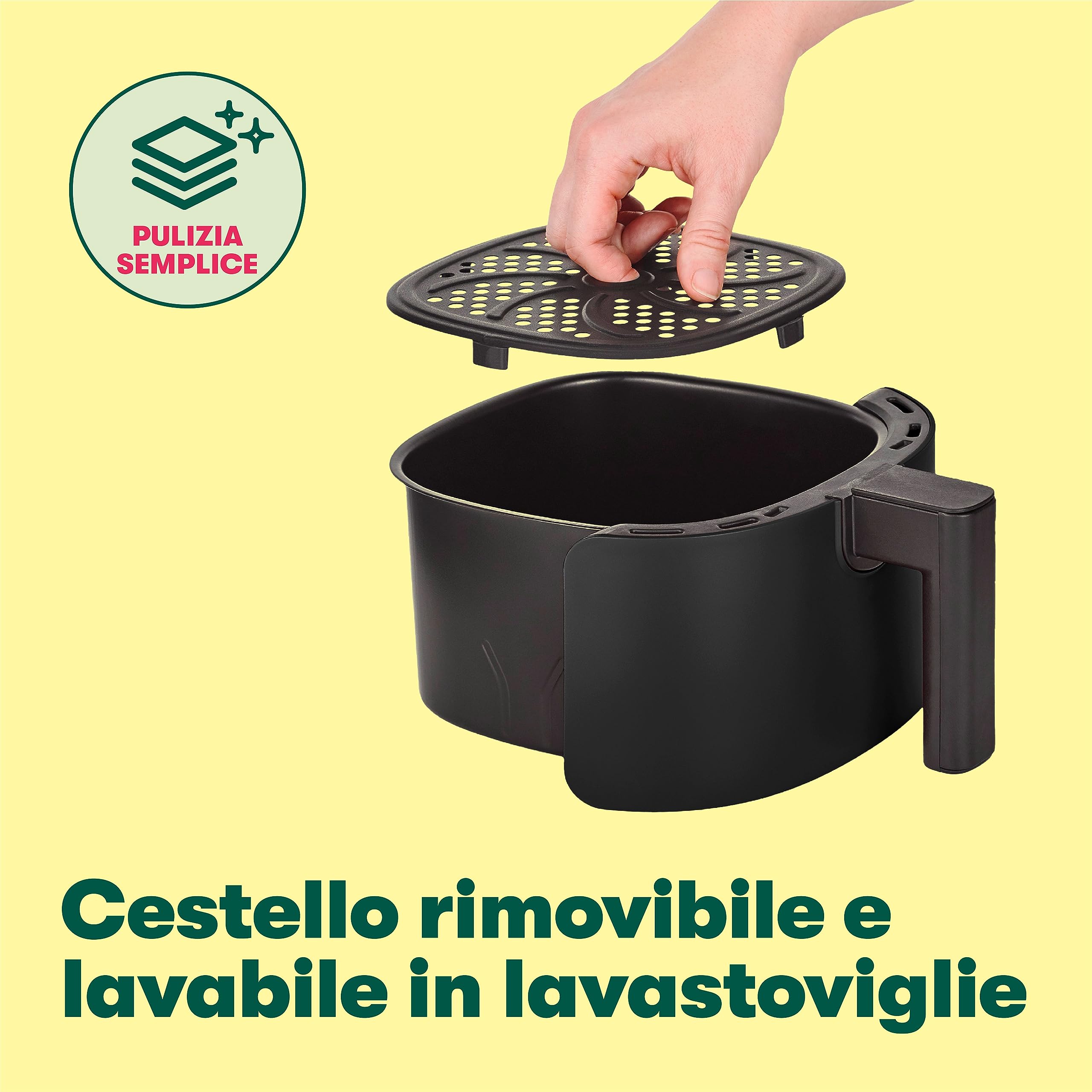 bella Friggitrice ad Aria Digitale da 3 L, Multifunzione 5-in-1 con Griglia e Cestello Antiaderenti Rimovibili e Lavabili in Lavastoviglie, 1400 Watt, Rosso Opaco