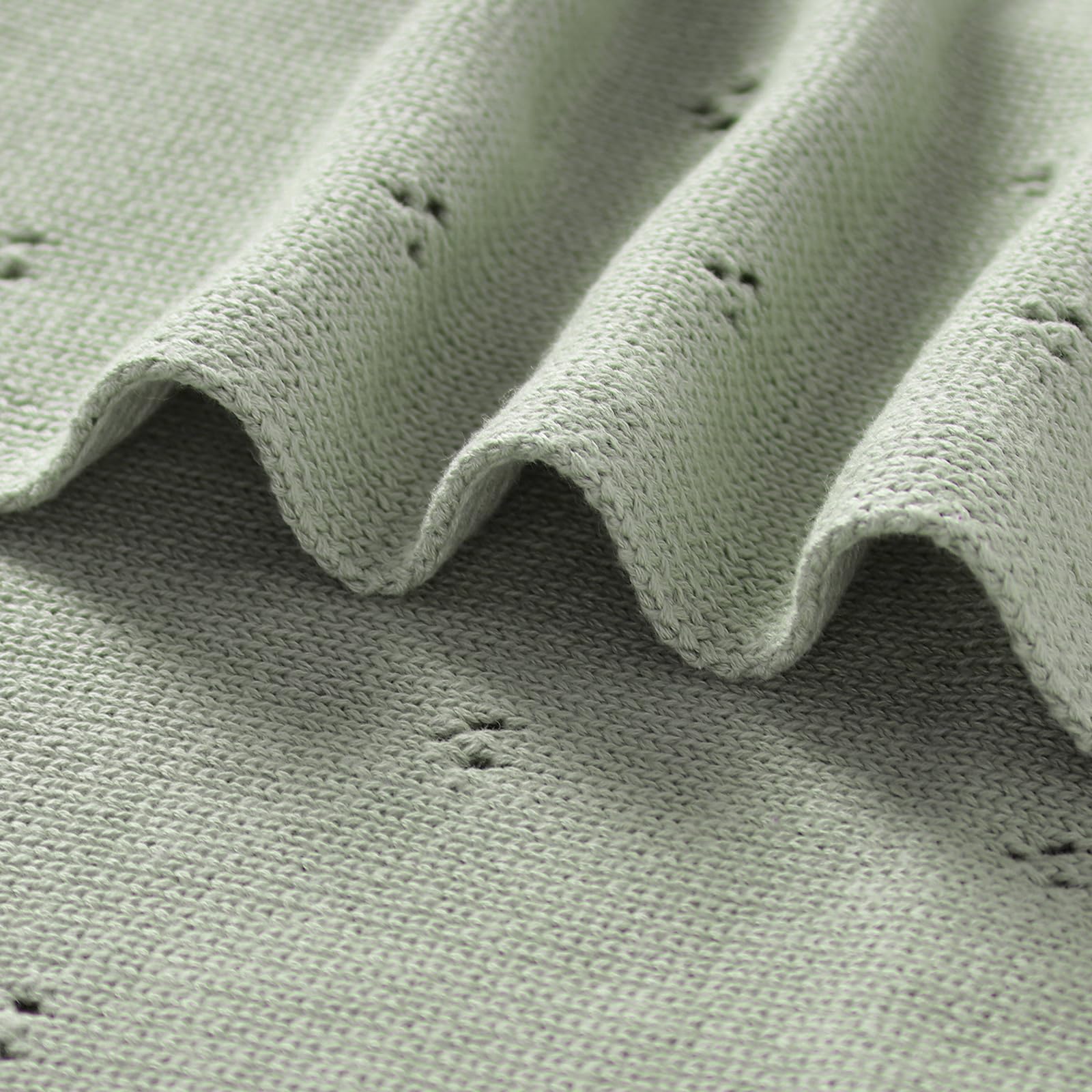 DovFanny Cotton Cellular Baby Blanket Knitted Soft Blanket for Newbron Baby Boy and Girls 100 x 80cm, Sage Green, 100*80CM - Image 4