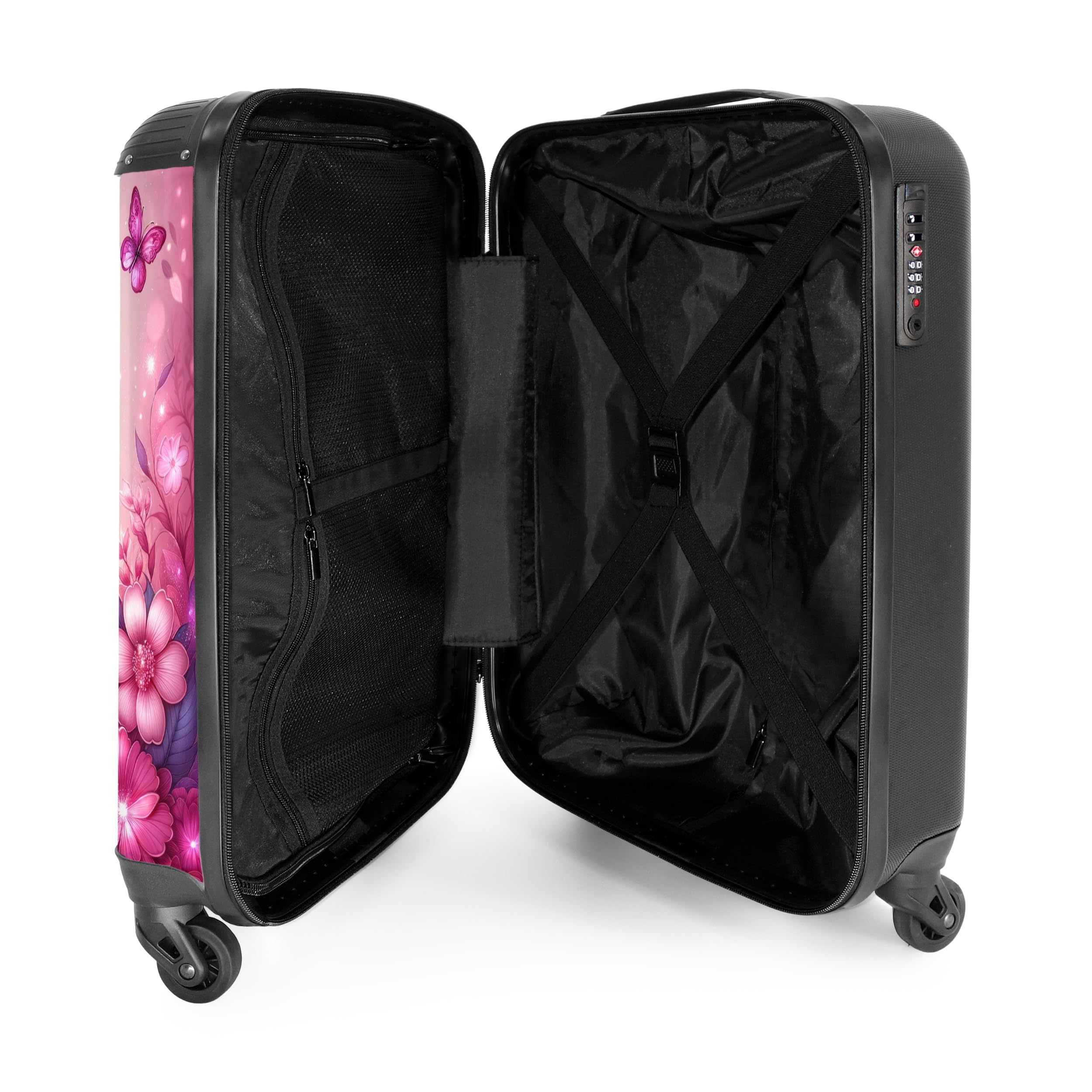NoBoringSuitcases.com Valigia Trolley Bambina 55x40x20 cm Farfalle Viola
