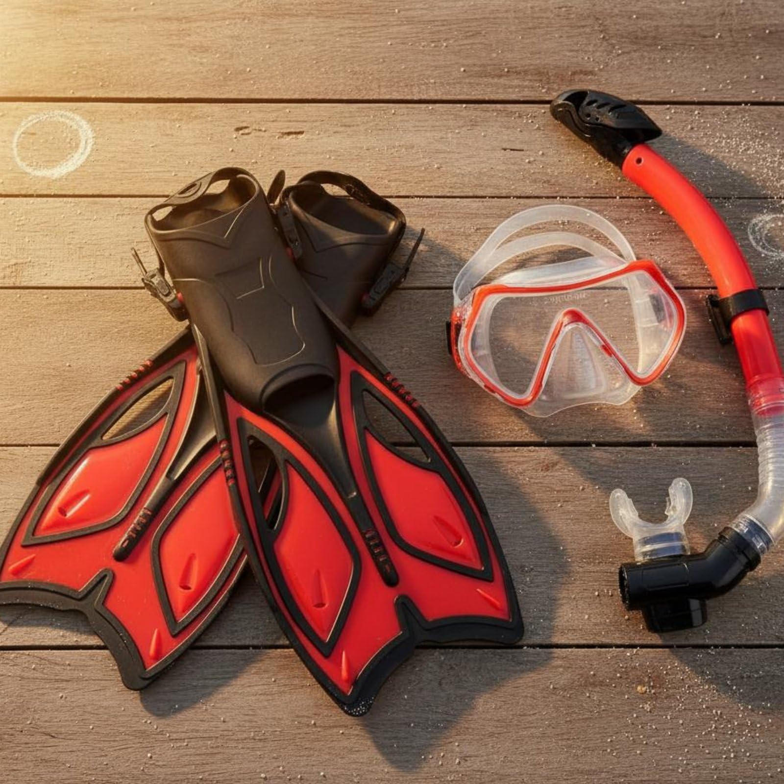 Tauchmaske Schnorchel Flossen Set Tauchausrüstung Schnorchelmaske Schnorchelrohr Schwimmflossen mit Gehärtetem Glas Und für Schnorcheln Reisen Strand Urlaub