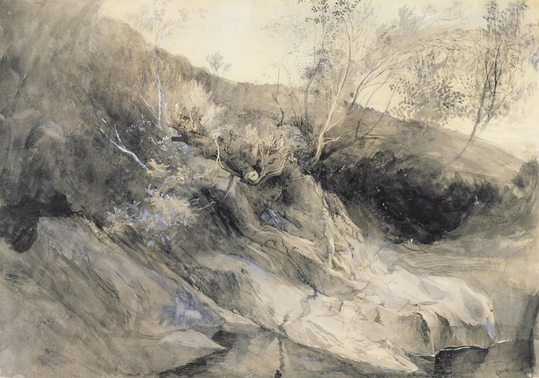 ARTXLXXBN Famous Prints Artwork Pictures Poster Painting Art the Bank of a River Verso Sketch of Foliage by John Ruskin Artwork Landscape Pictures for Home Decor 60x90cm