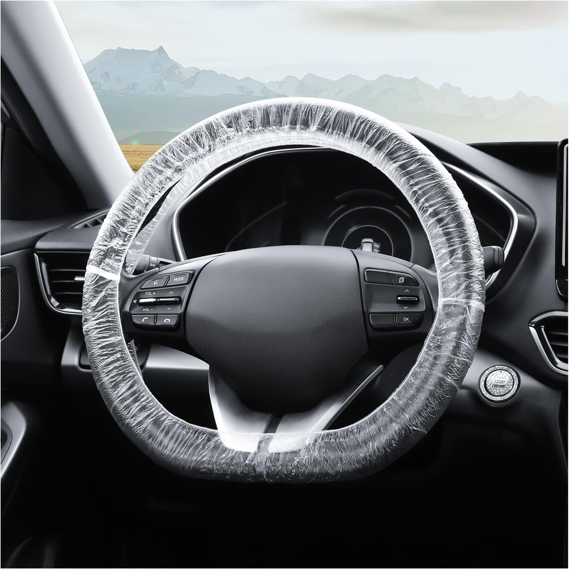100PCS Disposable Steering Wheel Covers,Disposable Steering Wheel Protector with Elastic for Avoiding Scuffs & Scratches,Universal Car Steering Wheel Cover Car Accessories