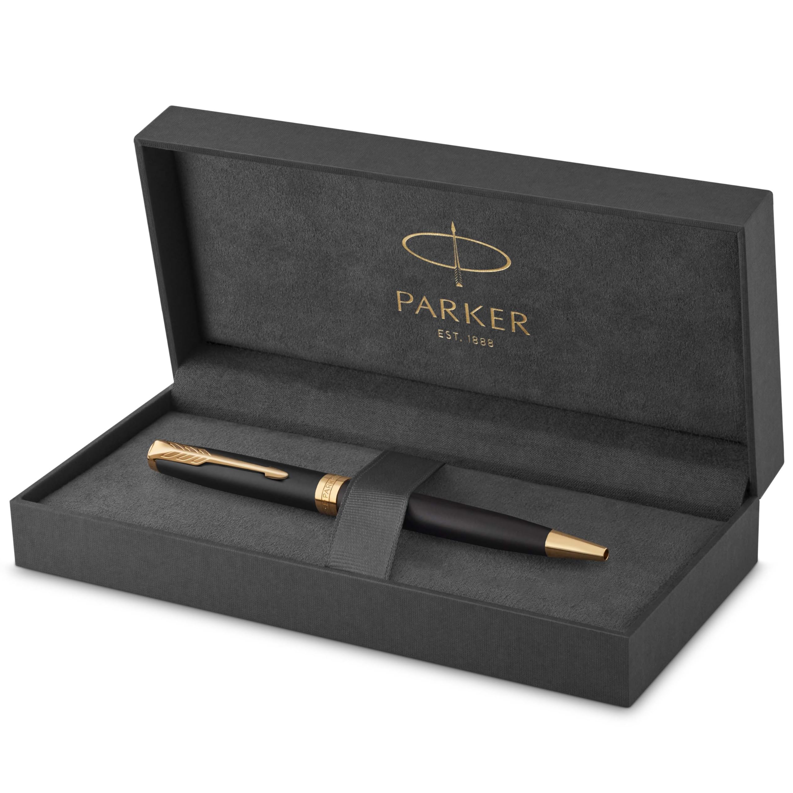 Sonnet Ballpoint Pen | Matte Black Lacquer with Gold Trim | Medium Point Black Ink | Gift Box