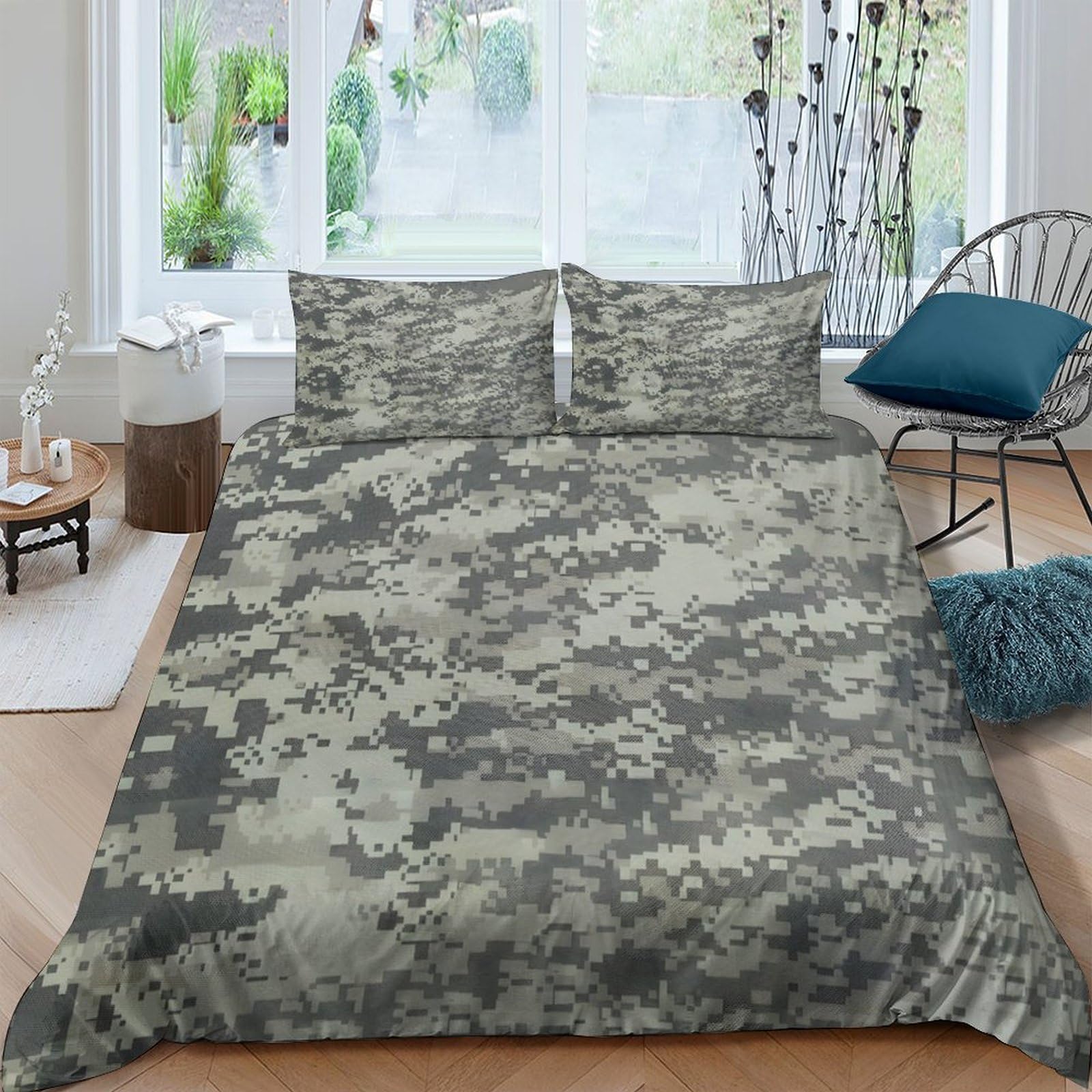 Ctjqhvkz Style-5 3D Printed Forest Camouflage Fitted Sheet Microfiber Soft Breathable Stone Pattern Mattress Cover For Bedroom Guestroom Easy Care Single（135X200cm）
