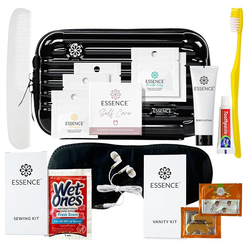 Kit de higiene pessoal para viagem HONÉ com estojo preto