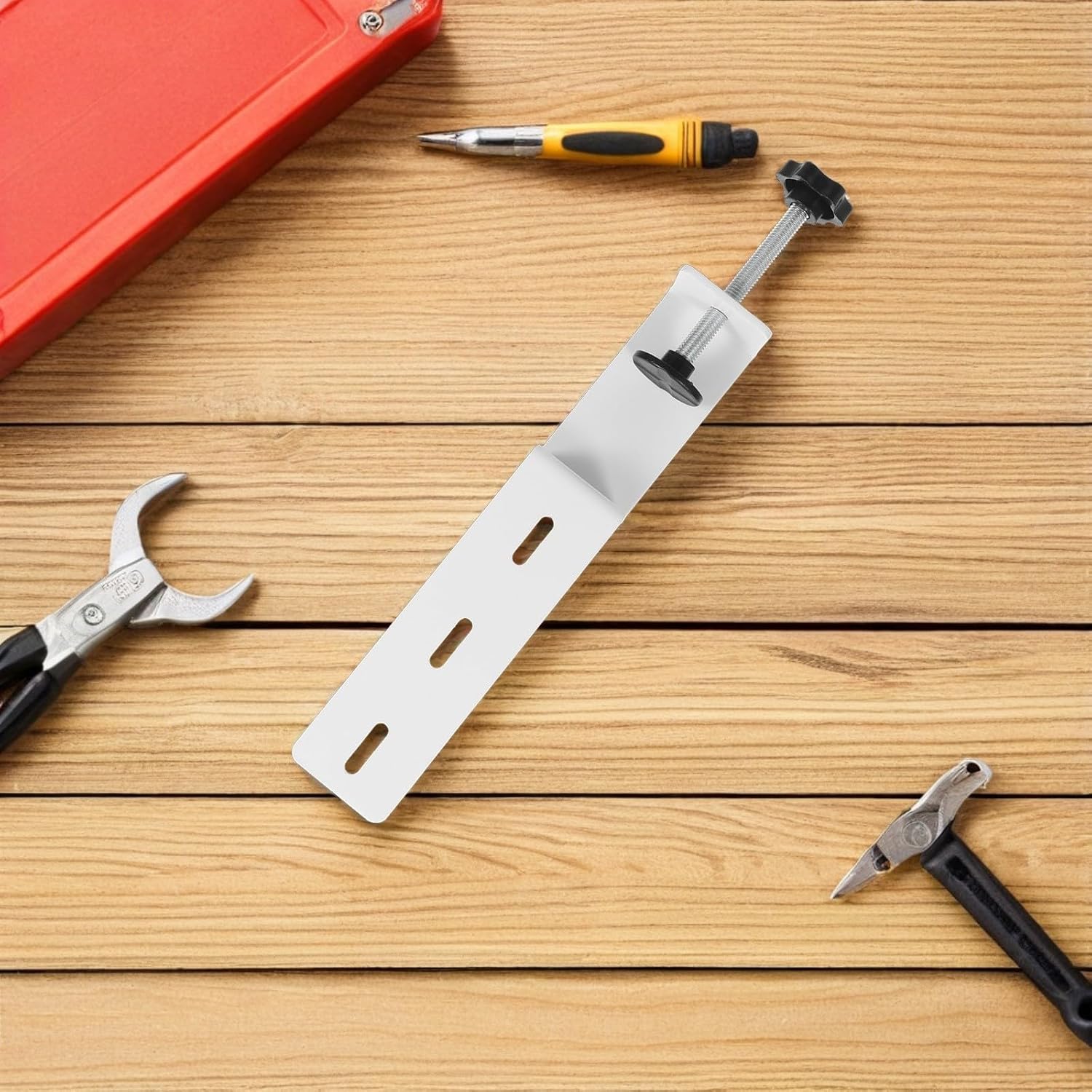 2pcs Metal Desk Clamp Pegboard Brackets for 1-7cm Thickness White image 5