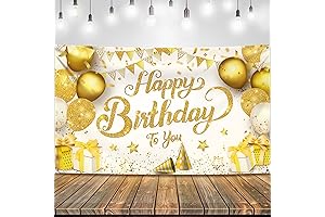 KatchOn, White and Gold Happy Birthday Banner - XtraLarge, 72x44 Inch