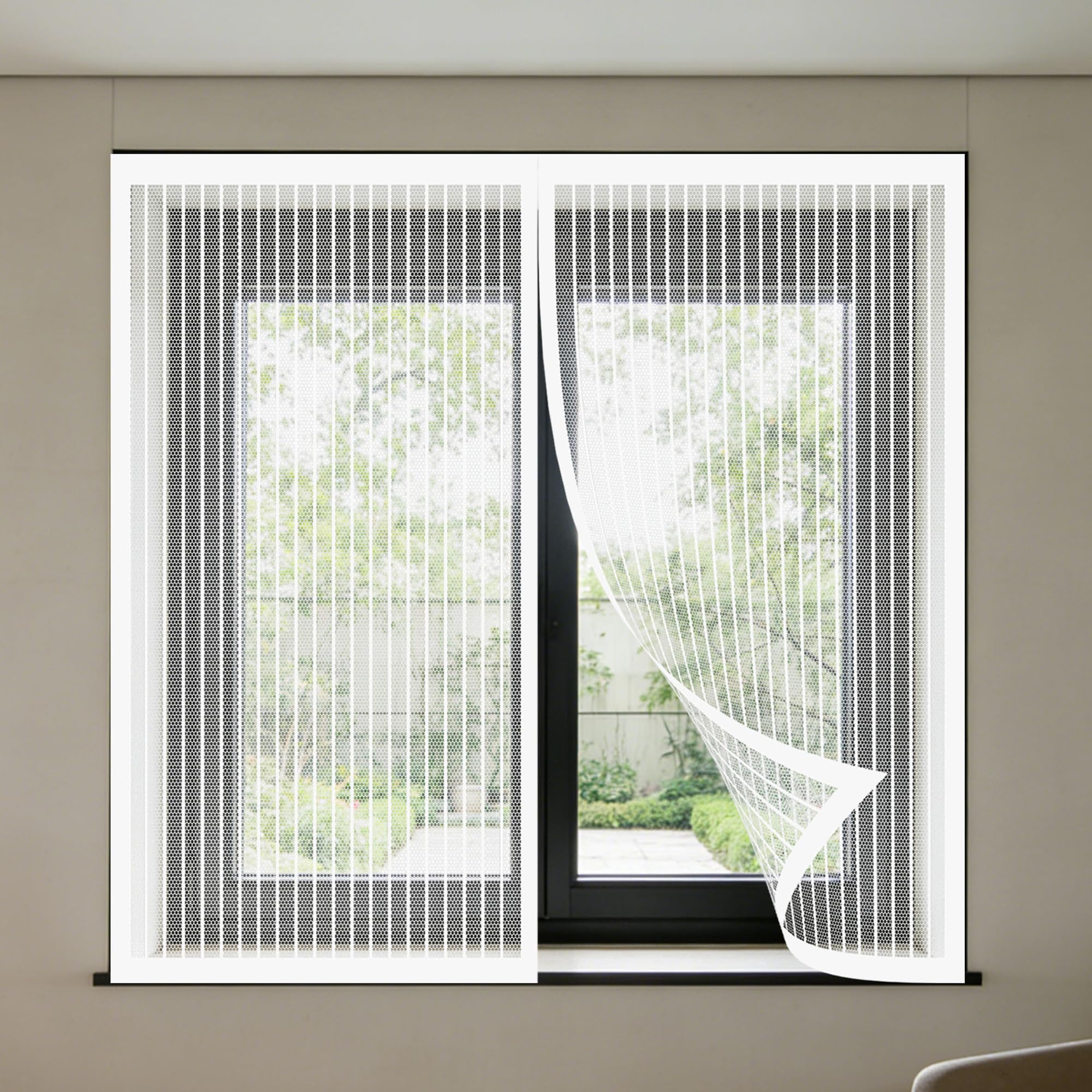 Fly Screens Windows 175 x 165 cm Keep Fly Mosquito Out Screen for Windows with Installation Accessories for Doors and Patio Screens, White