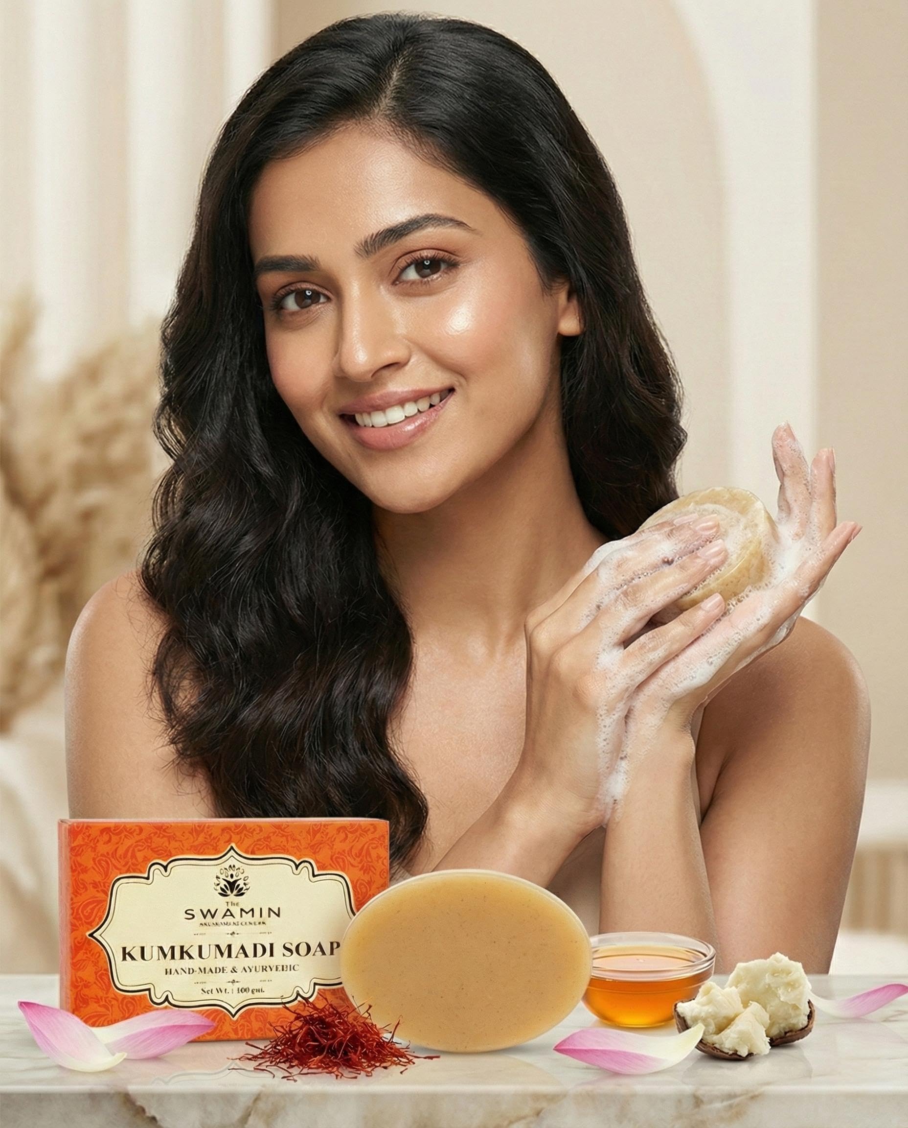 The Swamin Shata Dhauta Ghrita Moisturizer cream , Sun protection , Kumkumadi Oil ( face serum ) , Kumkumadi Soap , Saumya Twacha Facepack Kit 1