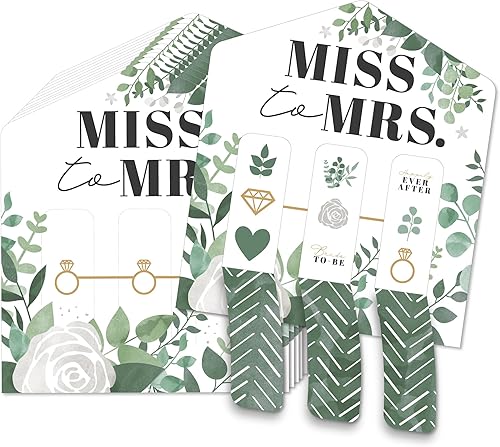 Big Dot of Happiness Boho Botanical Bride - Juego de 12 tarjetas de pepinillo para despedida de soltera y fiesta de boda con pestañas de tracción 3