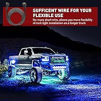 Vista 7 de Nilight Paquete de 2 cables de extensión de luz de roca RGB de 10 pies y 4 pines para 4 y 8 cápsulas, kits de luz de roca subterránea multicolor