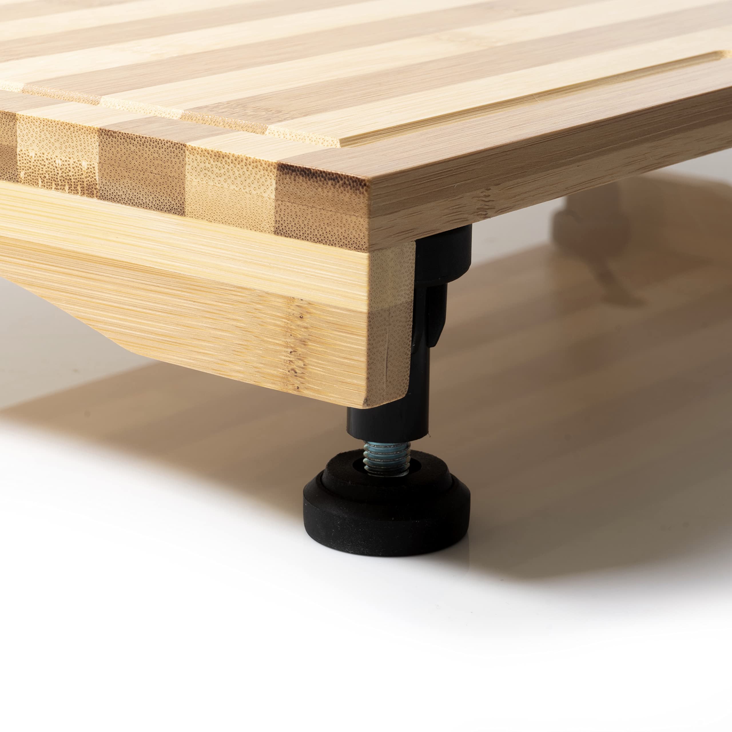 Ceaz Tabla de cortar de bambú con patas ajustables, bloque de carnicero de corte de madera y cubierta de estufa para cocina y caravana, completa con cubiertas de silicona para alimentos