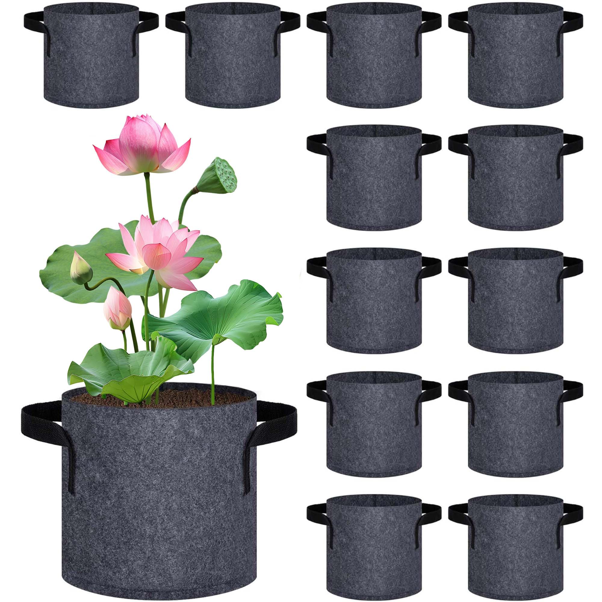 DECOHS 12 Pack Aquatic Plant Pots for Pond, Reusable Fabric Aquatic Plant Pots, Breathable Pond Plant Basket Grow Bags with Handles for Aquatic Plants, Bog Plant, Water Lily, Lotus, Flower (1 Gallon)