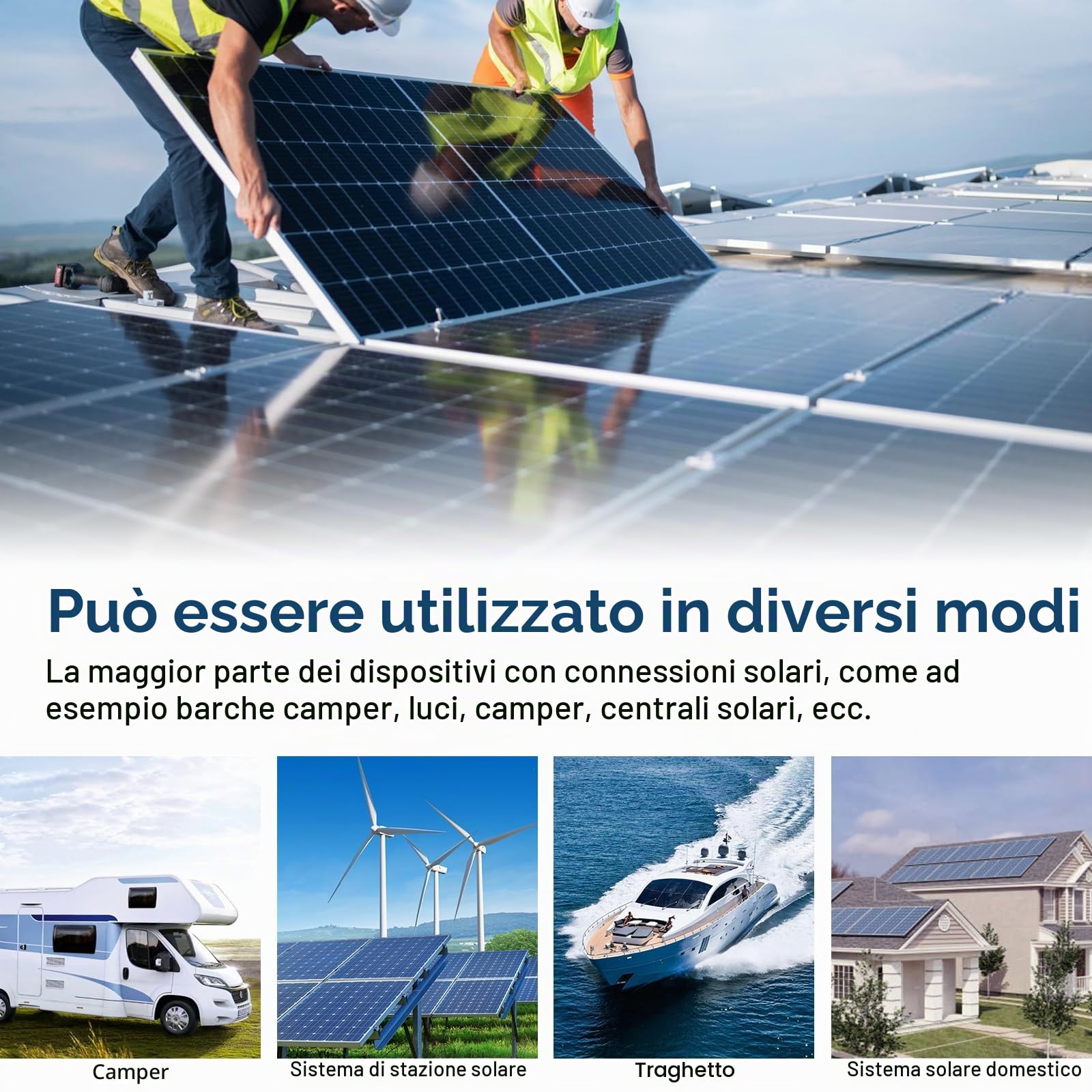 Prolunga per cavo solare, 10 mm², 6 m, 8 AWG, cavo solare flessibile, 1500 V, con cavo fotovoltaico impermeabile IP67 (6 m, 10 mm2)