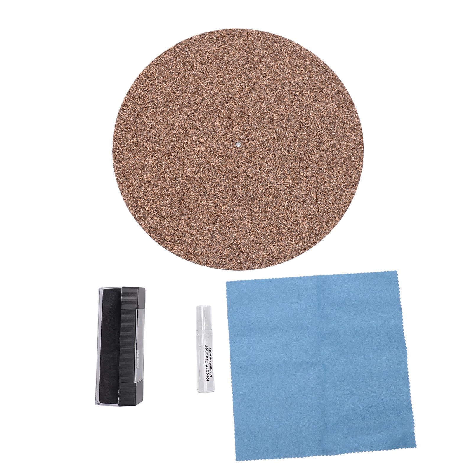 Cocoarm Schallplatten-Reinigungsset mit Kork-Plattenspielermatte, 10 Ml
