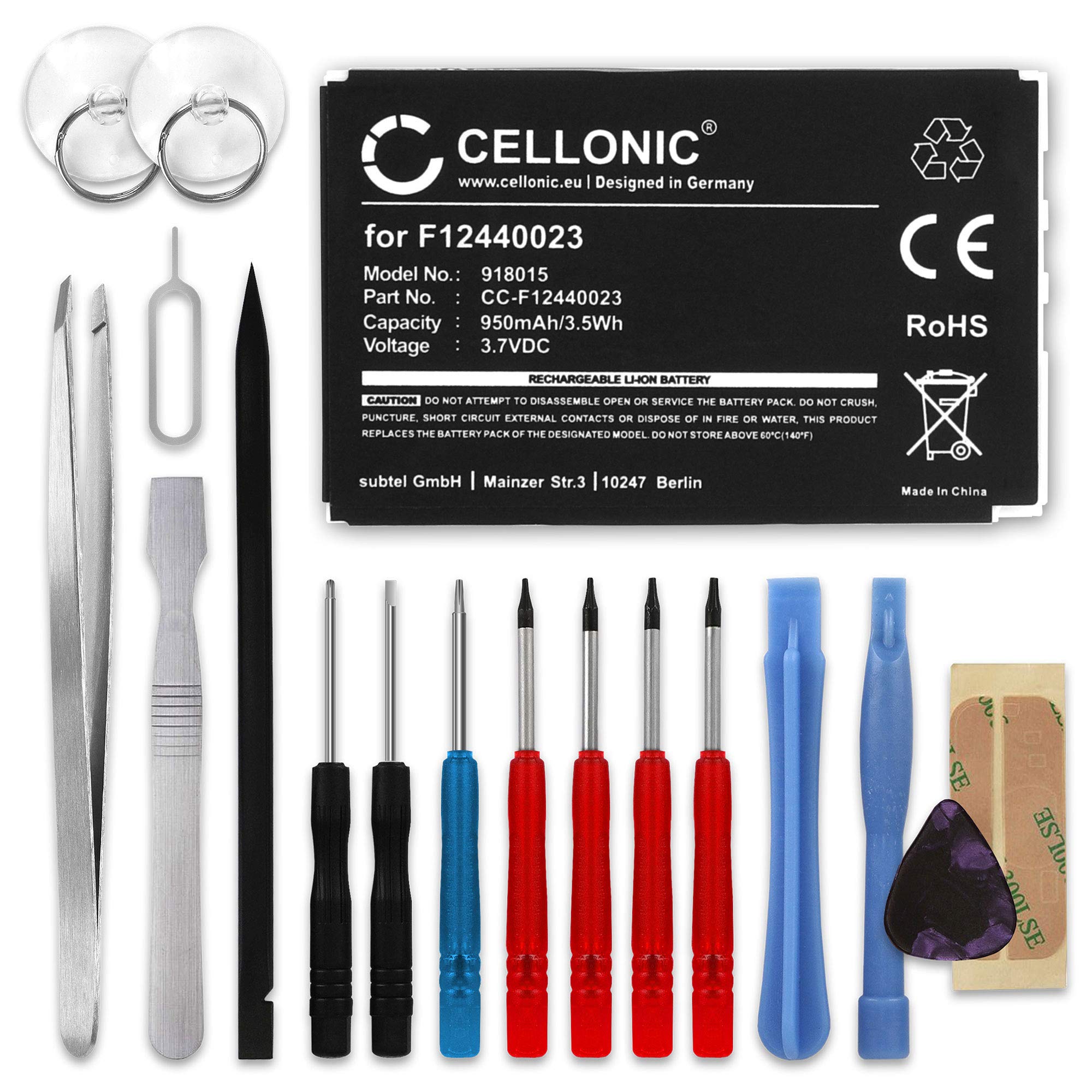 CELLONIC, Battery remote controllers compatible with Logitech Harmony One, diNovo Edge, DiNovo Mini (950mAh, 3.7V) + Tool-kit