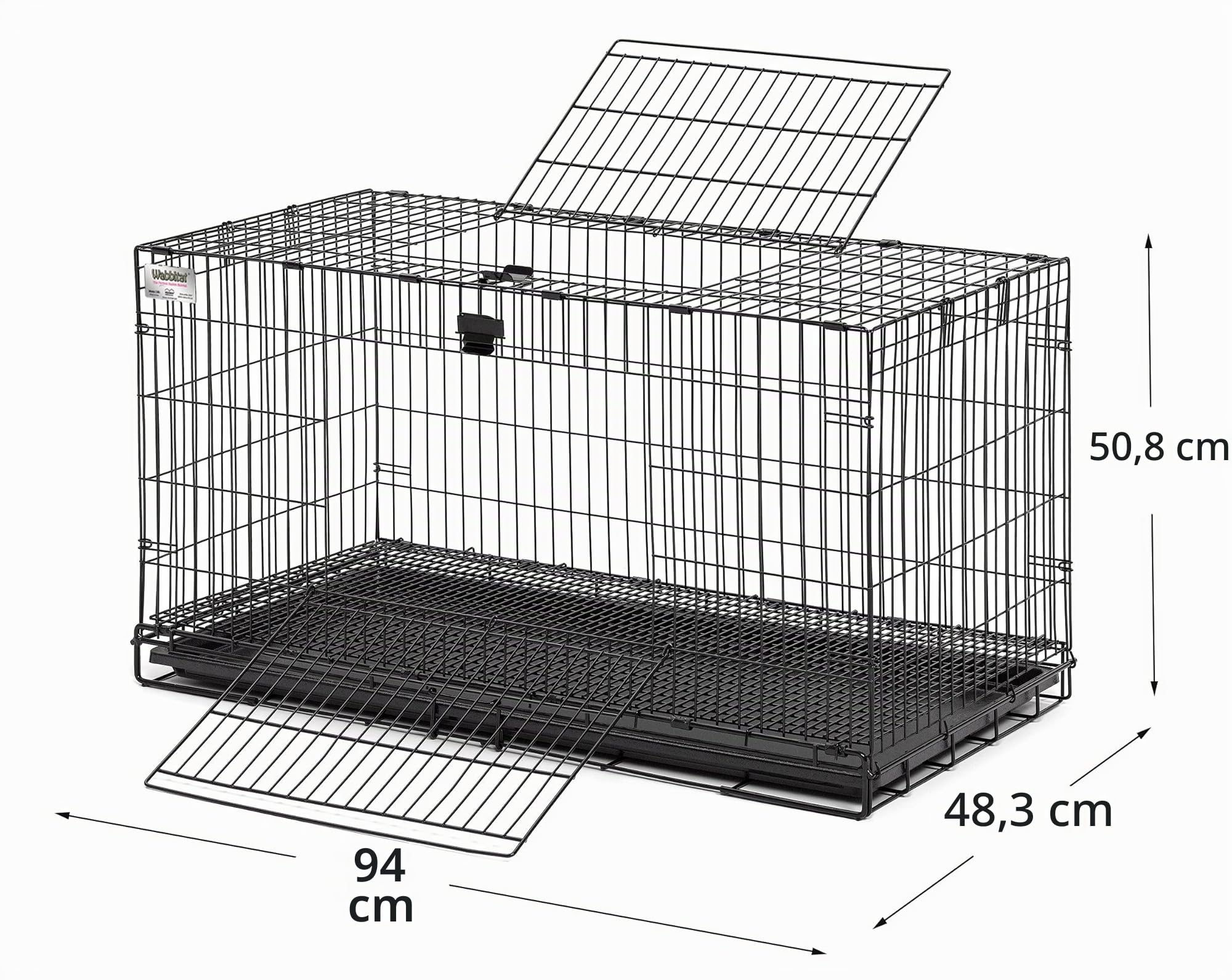 MidWest Homes for Pets Gabbia per conigli pieghevole, lunga 93,98 cm, con griglia per pavimento da 1,27 cm e vassoio in plastica rimovibile, nero, modello 157