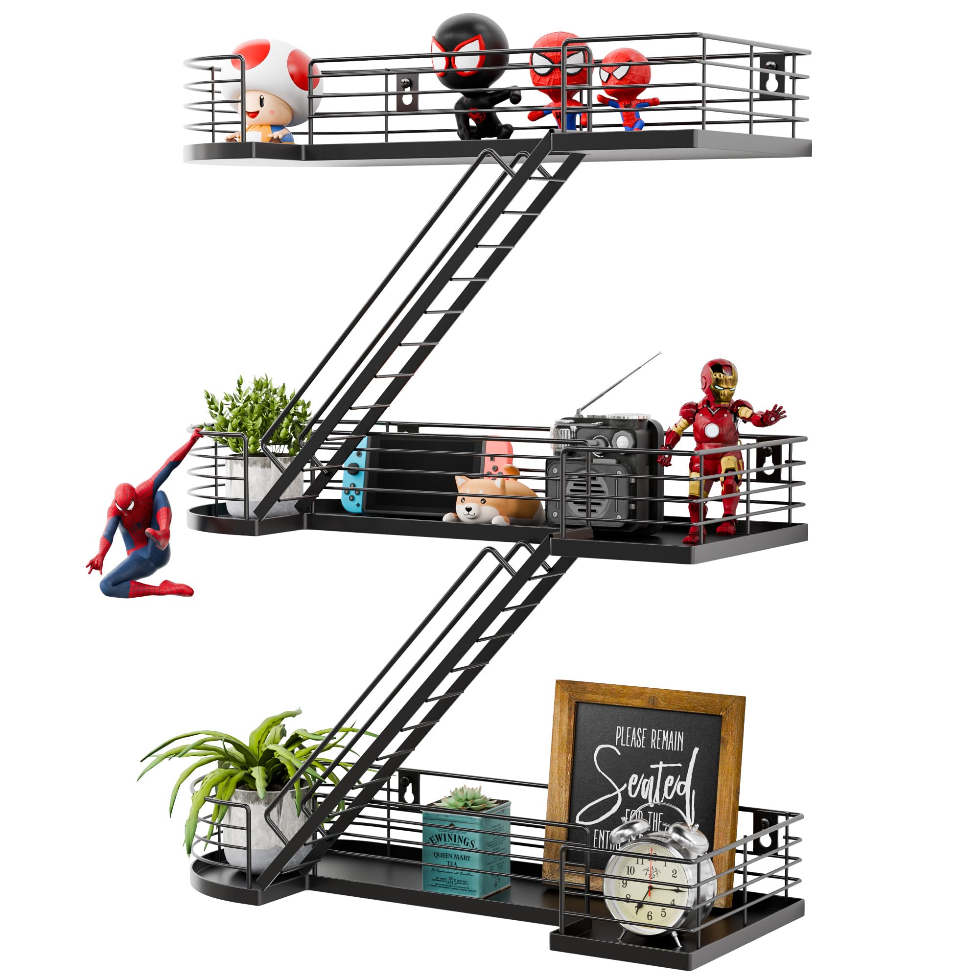 Amazon.com: YEMNMFH 15 Inch Fire Escape Wall Shelf - Black Metal