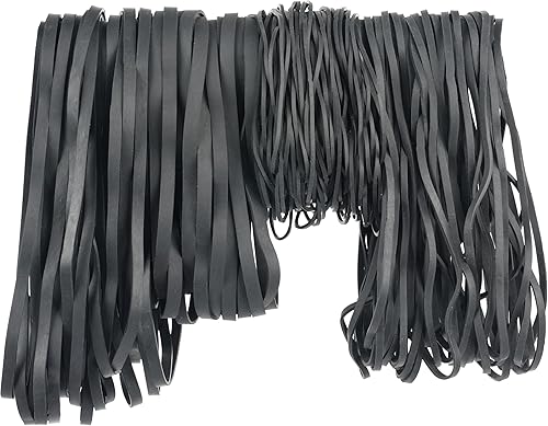Bandas de goma de varios tamaños de 0.5 libras, bandas elásticas de alta resistencia, 4 tamaños, banda de goma negra para suministros de oficina,