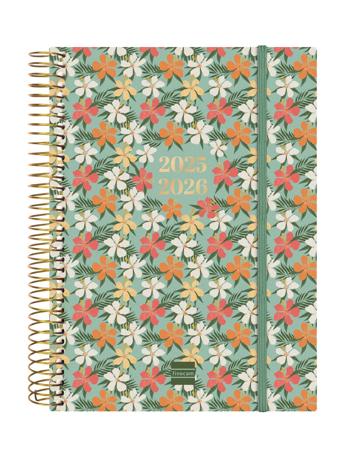 Finocam Spiral 18-Month Planner, 2 Days/Page, July 2025 – December 2026, Daisy, Model 636251226