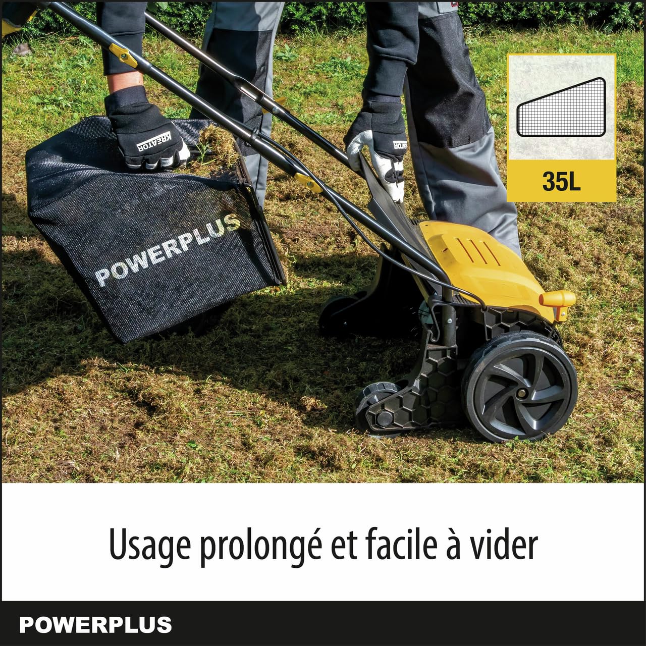 Powerplus Scarificateur Gazon Électrique POWXG75130-1300 W et Largeur de Coupe de 320 mm, 2-en-1 Aérateur et Scarificateur