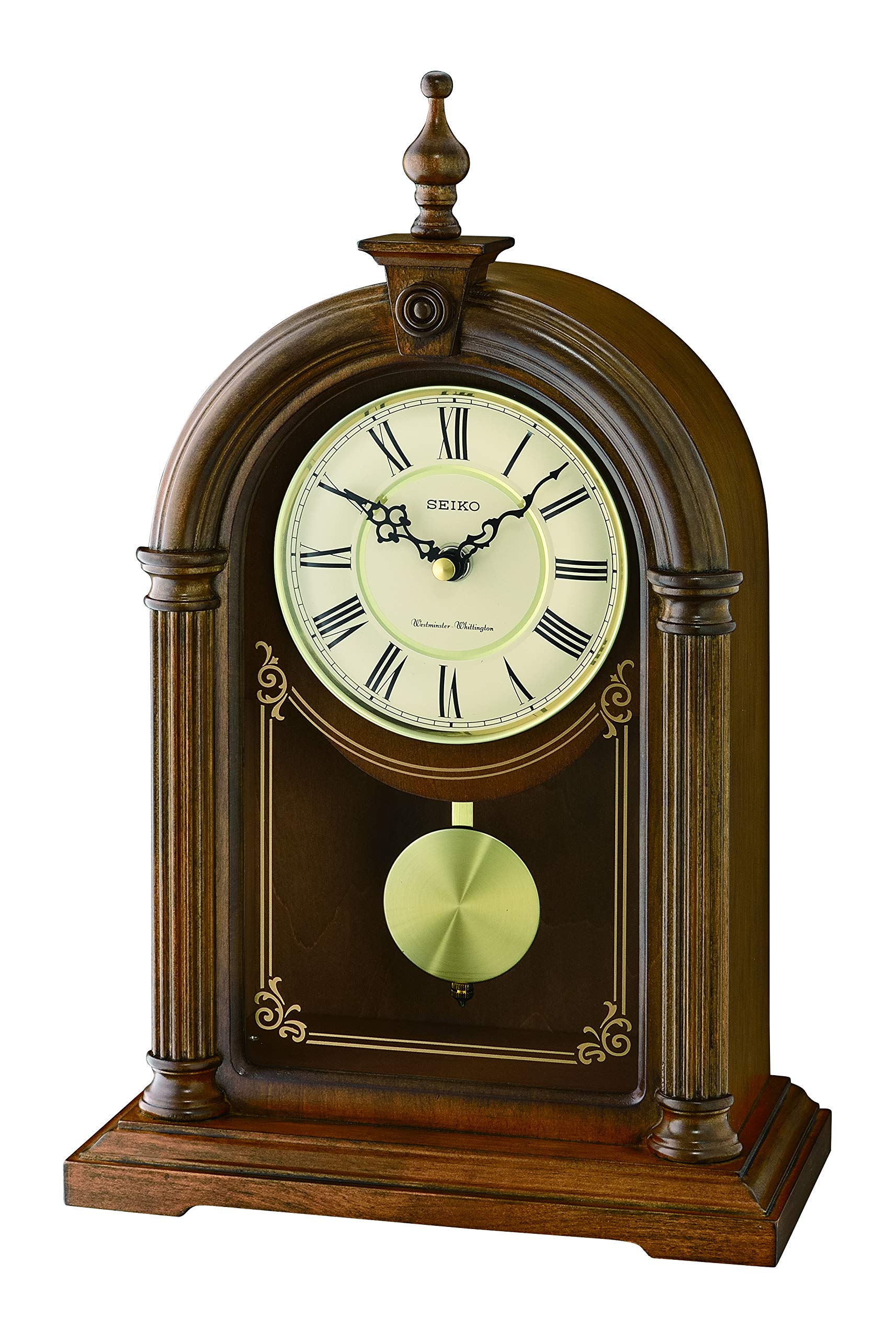 Seiko Brown Alder Wood Mantel Clock With 2 X Chimes Qxq036b