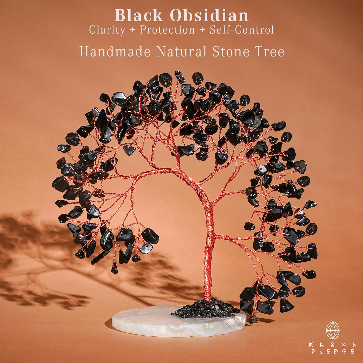 Black Obsidian Healing Crystal Tree of Life for Home and Office Decor, Positive Energy, Wealth, Good Luck, Reiki, Handmade Feng Shui Decoration, Birthday Gifts for Women, Mom - Image 2