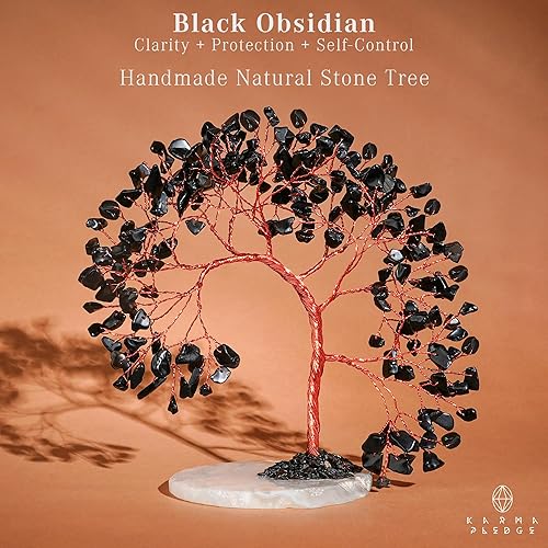 Miniatura 51 de Árbol de la vida de cristal curativo de 7 chakras, árboles bonsái hechos a mano para energía positiva, dinero y buena suerte, árbol para decoración