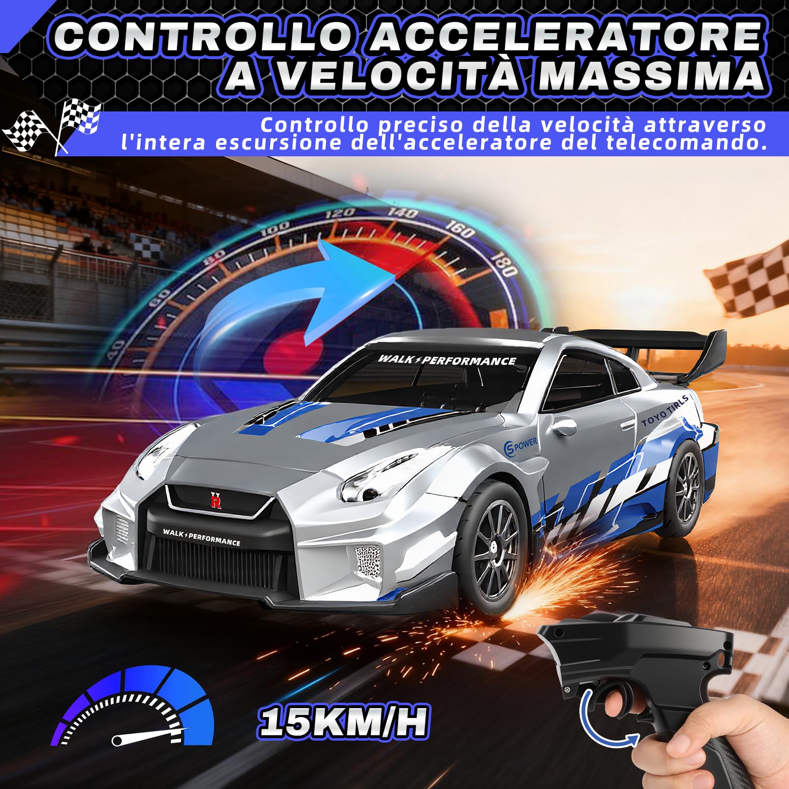 YOOHBERRYS RC Auto Drift Pro, 1:43 Macchina Telecomandata Drift, Mini Drift Car, Micro Macchina Telecomandata con Giroscopi, Luce LED, 15km/h, Auto Giocattolo per Bambini di 15 Anni (Grigio)