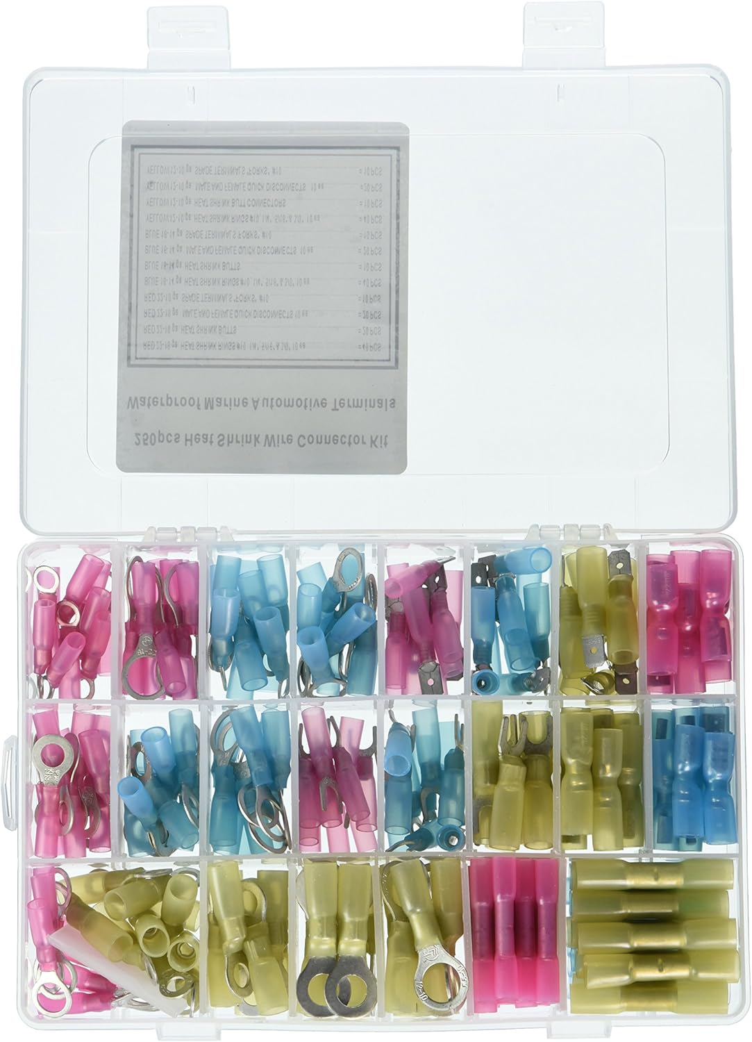 Electronix Express 250 Piece Heat Shrink Wire Connector Kit Waterproof Marine Automotive Terminals Set