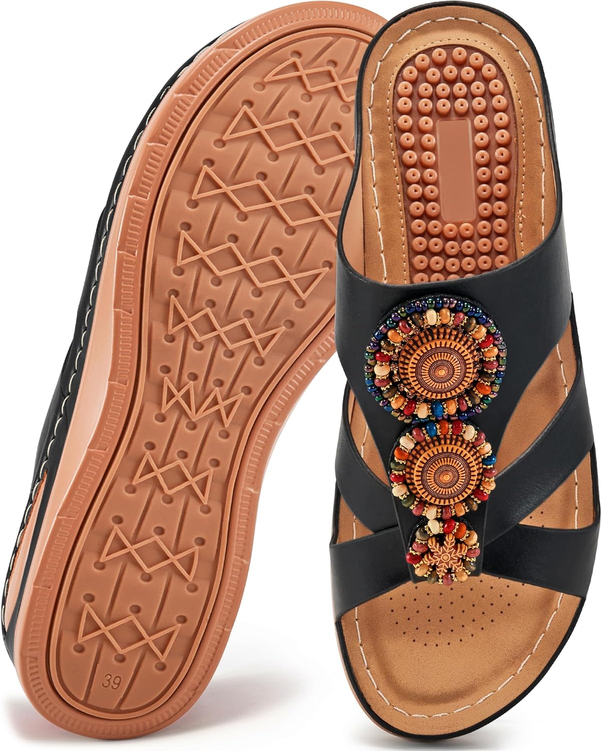 FUDYNMALC Womens Slides - Comfortable Plantar Fasciitis Support