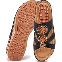 FUDYNMALC Womens Sandals Wedge 2026 All-Day Comfort Casual Orthopedic Slides Boho Slip On Summer Dressy Shoes for Walking Travel