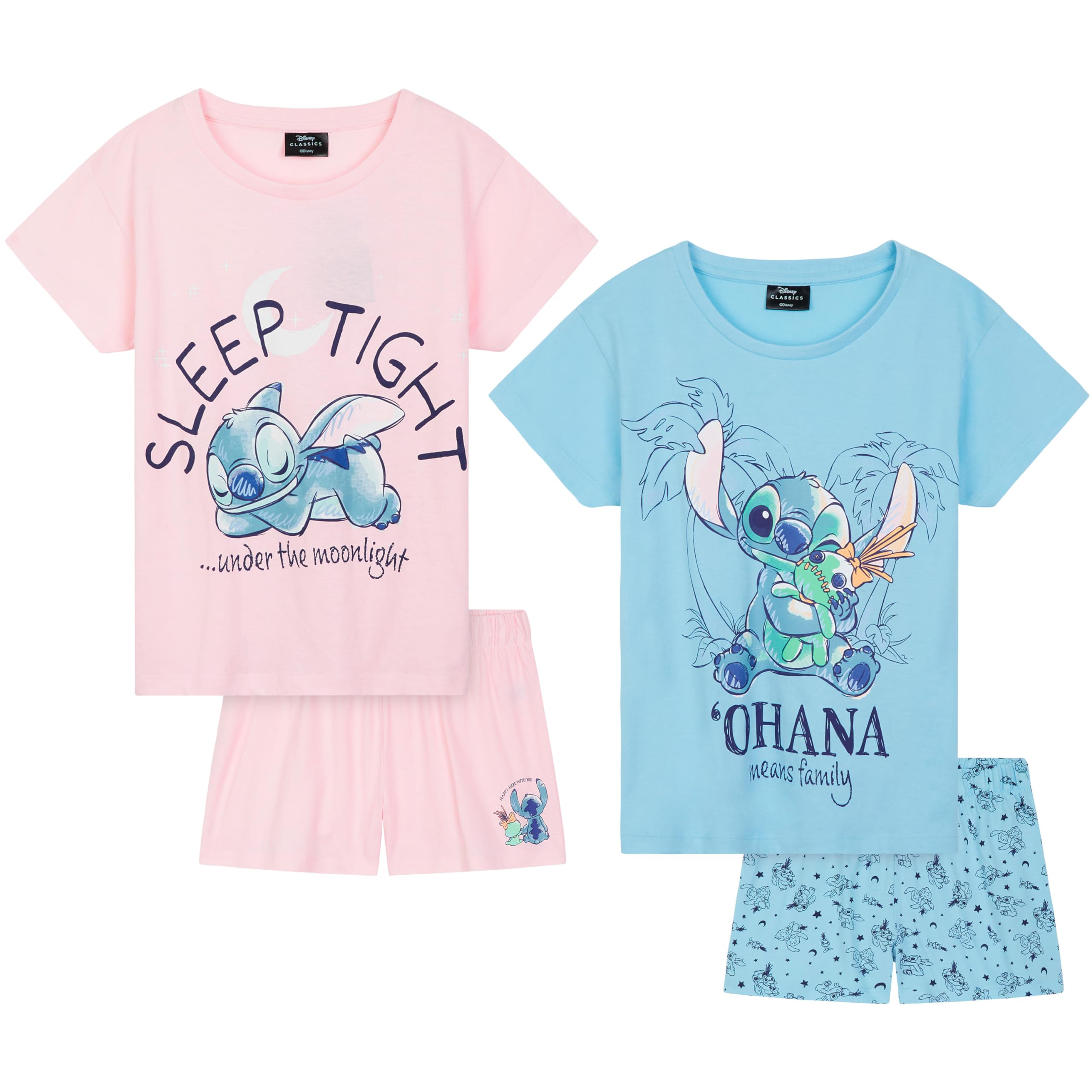 Disney Stitch Corto Conjunto de 2 Pijamas Mujer - Regalo para Mujer