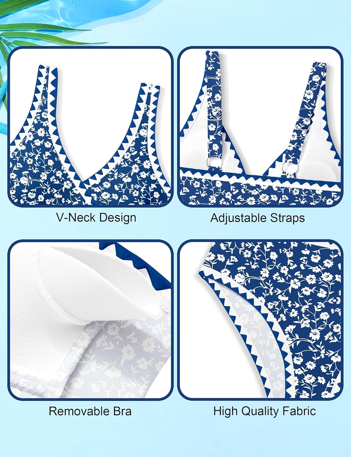 KANGKANG Girls Swimsuit Bikini Set Solid Color V-Neck Two Piece Bathing Suit with Chest Pad Adjustable Straps Swimwear 7-16T - Image 5