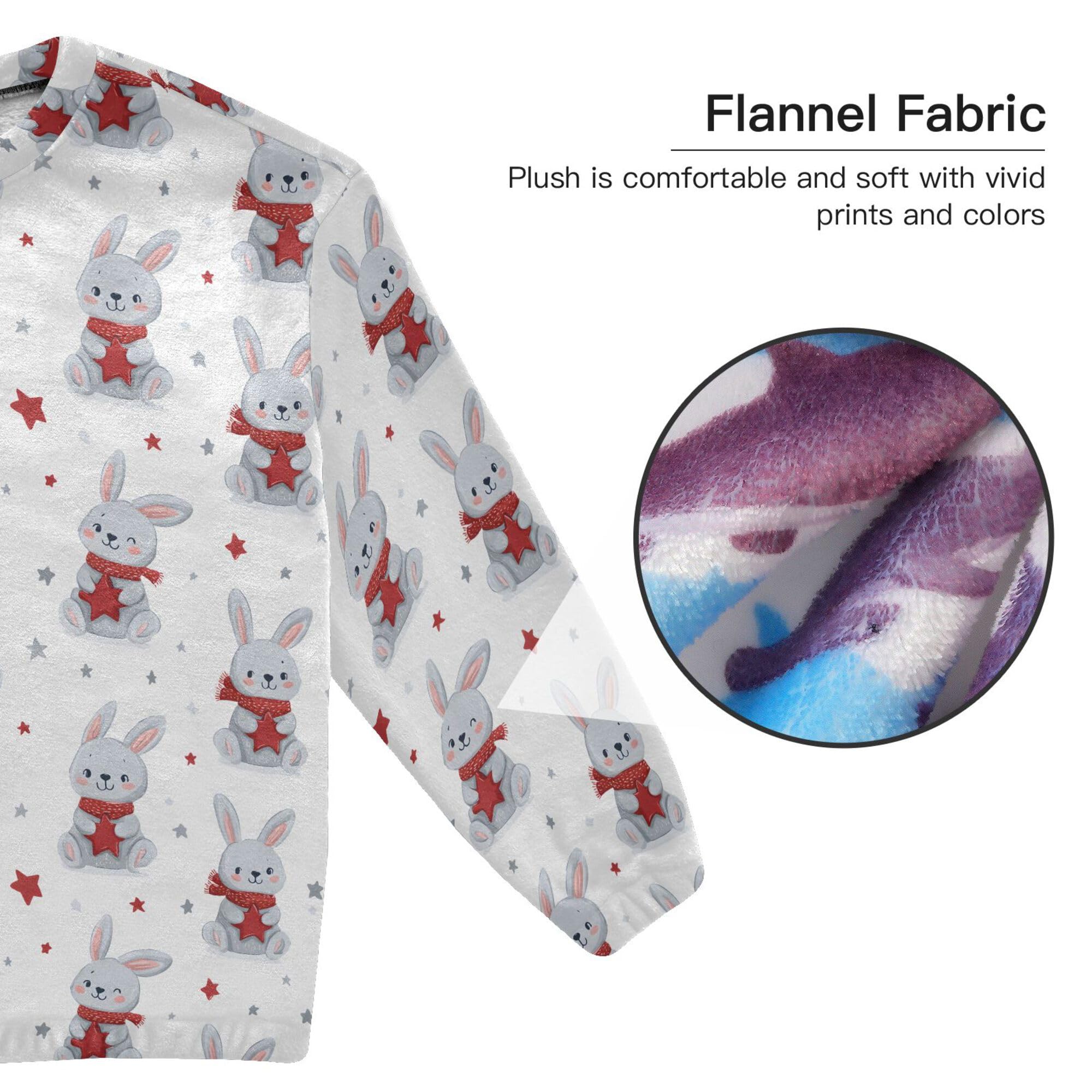 ALAZA Conjunto de pijama de forro polar para mujer, diseño de huesos de fondo rosa, manga larga, ropa de dormir de dos piezas, ropa de dormir térmica, pijama súper suave, talla S