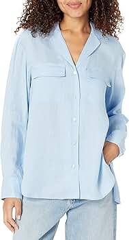 Amazon.com: Theory Women's Notch Shirt, Dahlia : Clothing