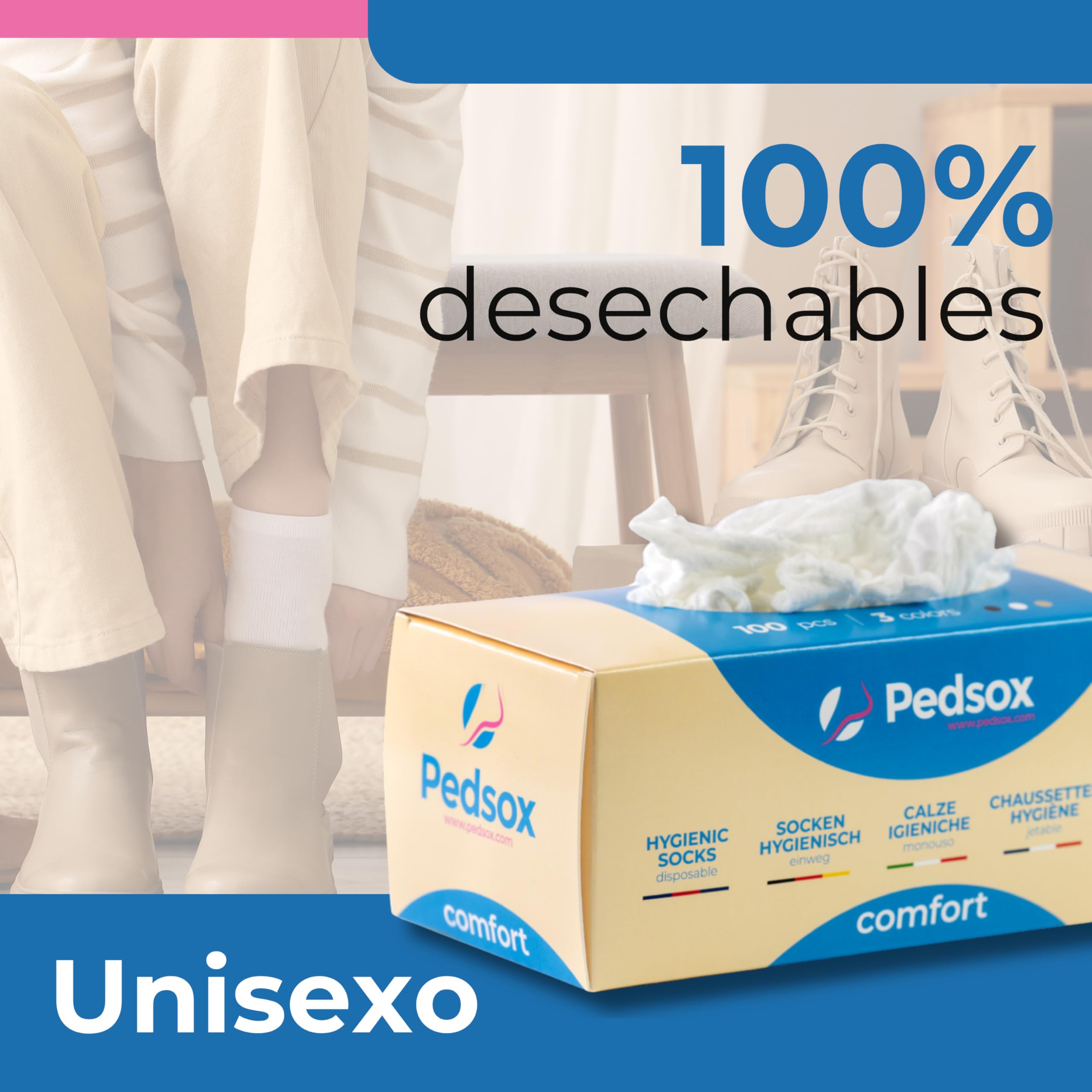 3x100pcs Calcetines Higiénicos Desechables para Prueba de Calzado, Línea Comfort, Unisex, Talla Única
