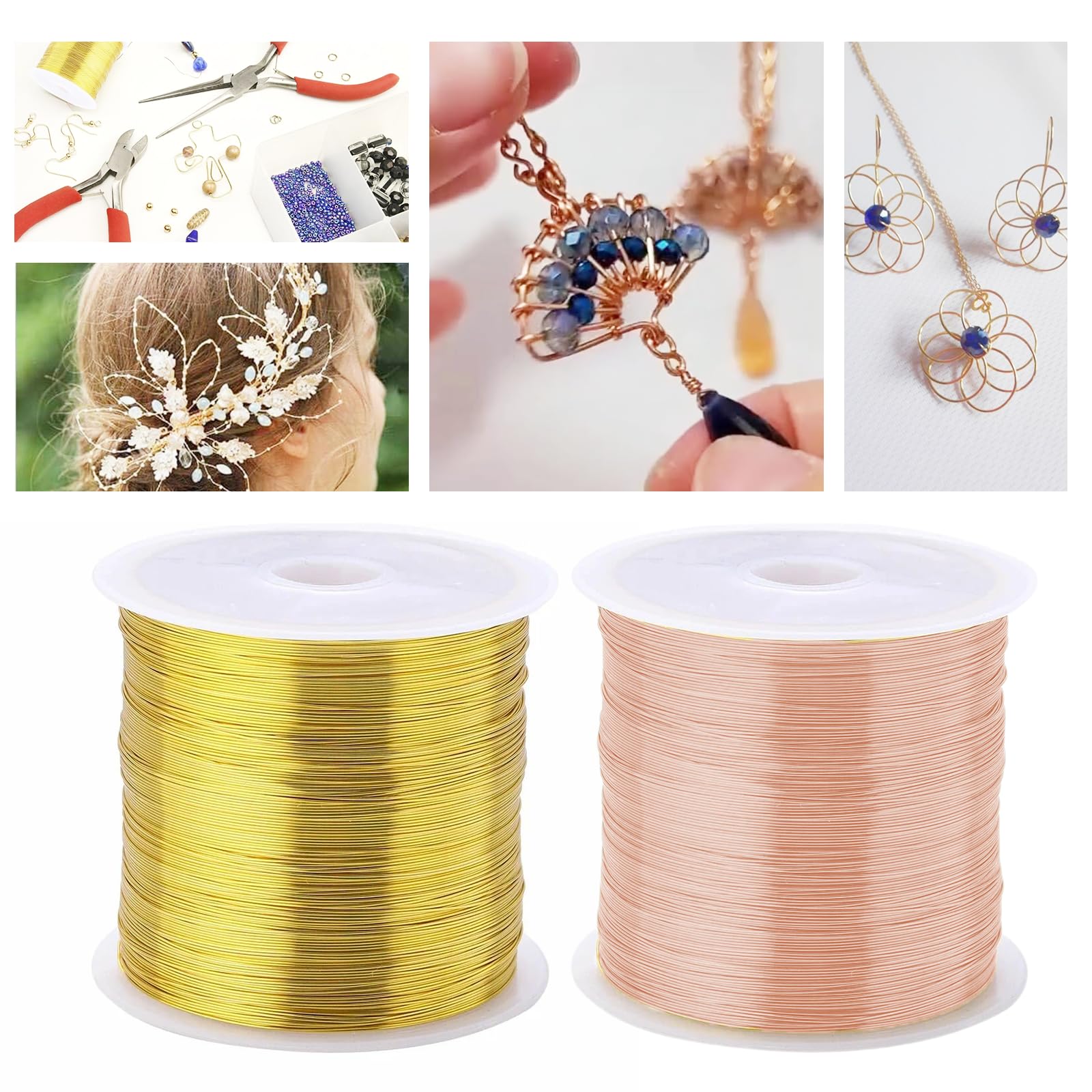 Beadthoven - Filo metallico in rame, 0,4 mm, 38 m, color argento, resistente all'ossidazione, pieghevole, fili metallici per la realizzazione di gioielli e per creazioni fai da te