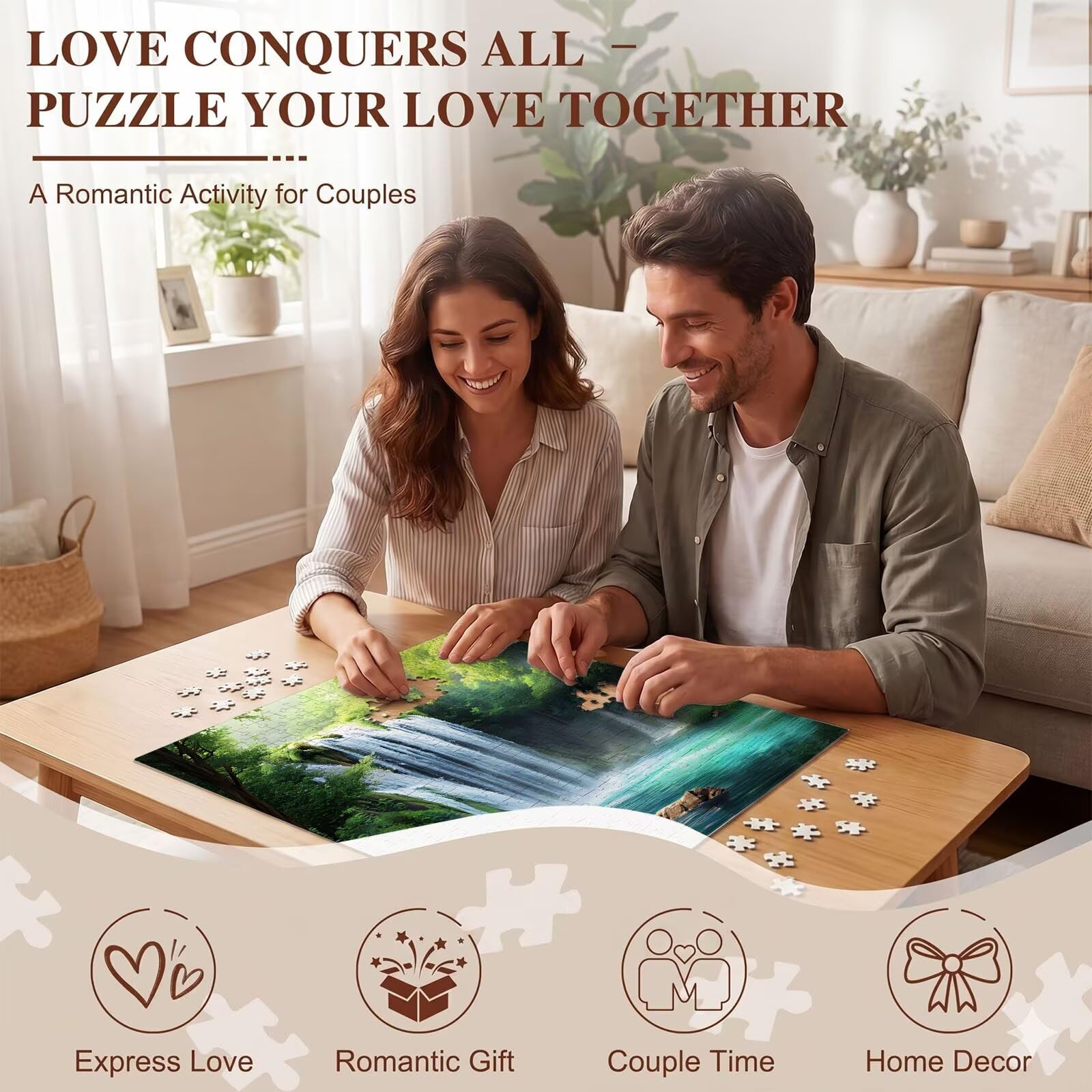 Puzzle 1000 sztuk dla dorosłych, drewniane puzzle 75 x 50 cm duży szczegół i żywe kolory - zabawne wyzwanie dla rodziny i przyjaciół, twórcza aktywność i prezent edukacyjny, spadek lasu f0-824