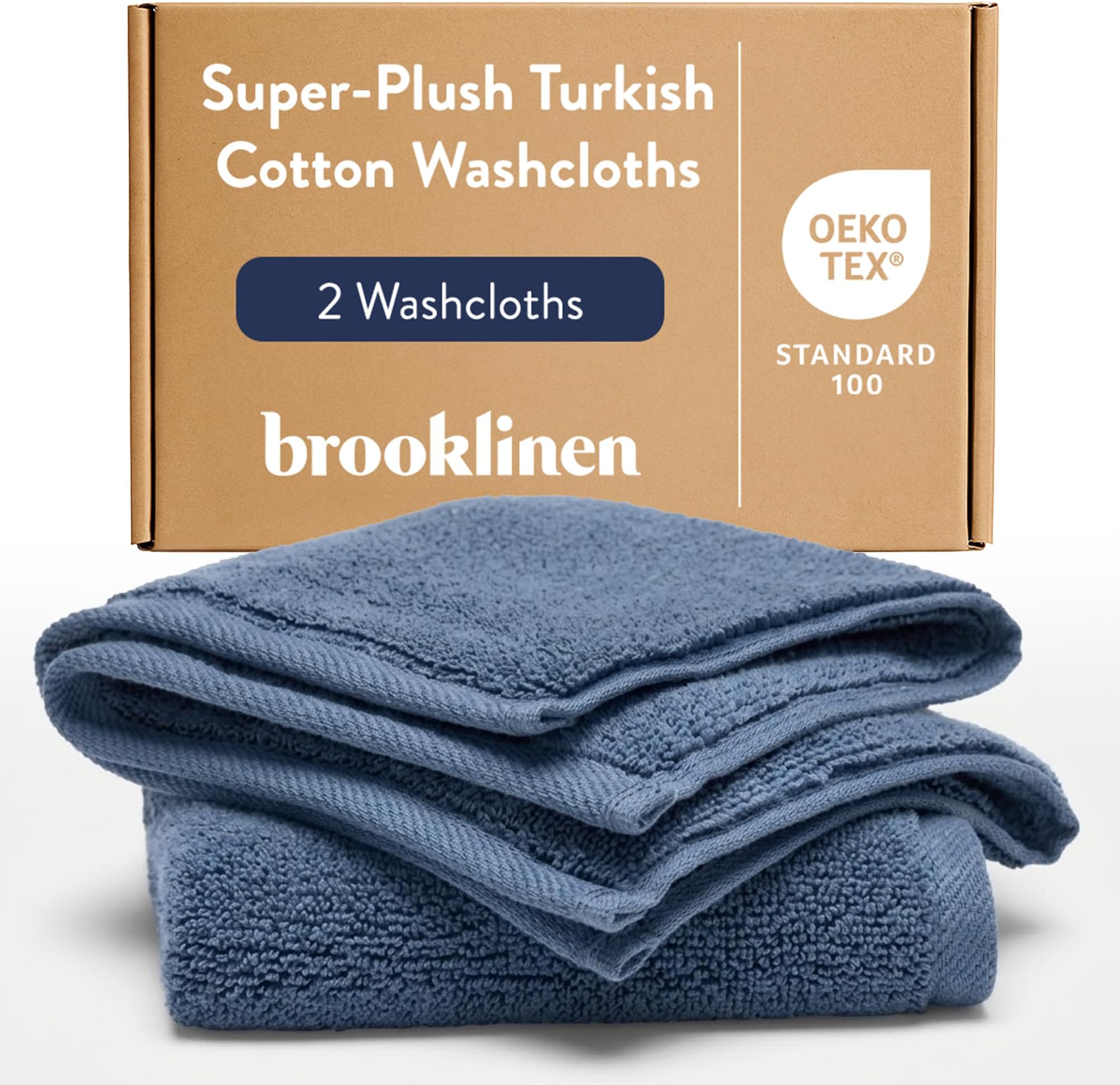 Brooklinen Super-Plush 100% Turkish Cotton Washcloths - Set of 2, Abyss Blue