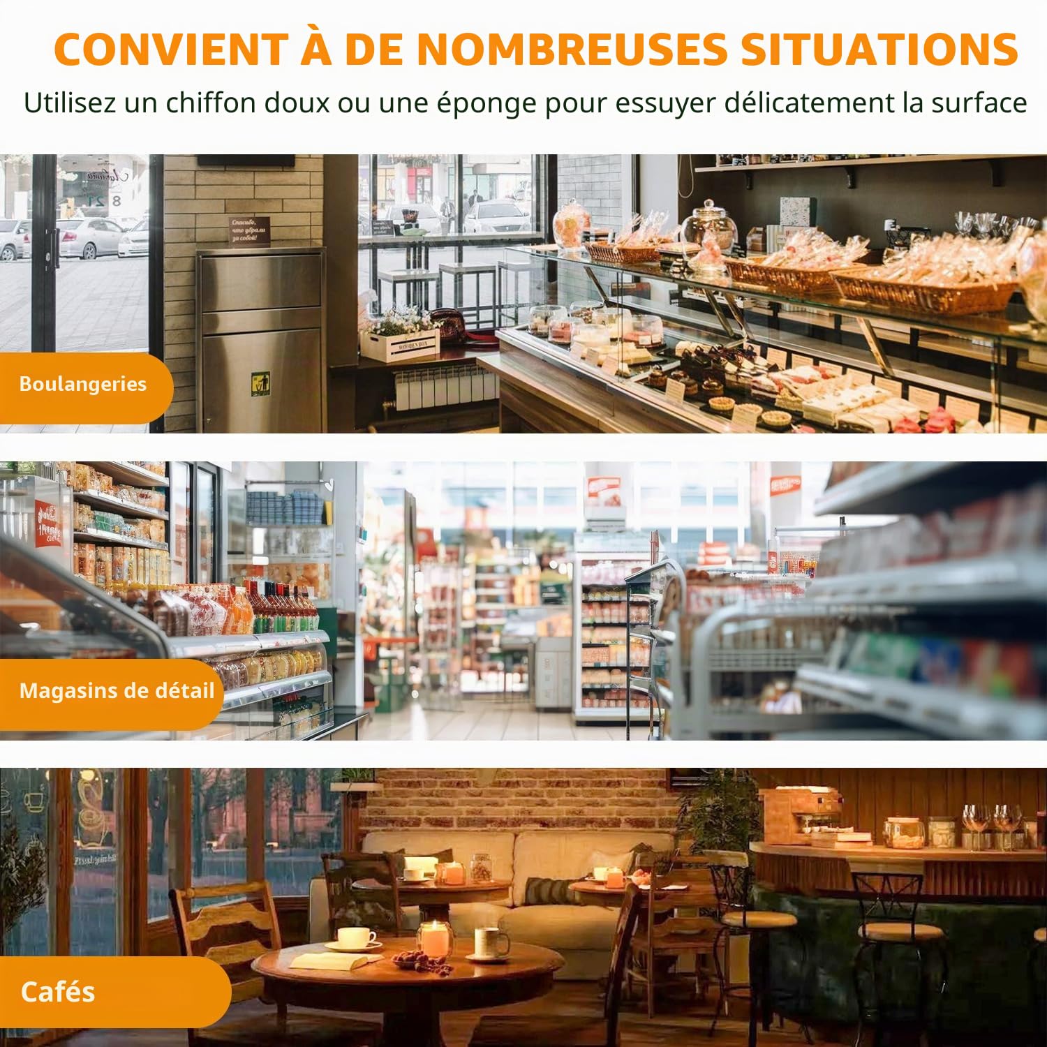 Vitrine commerciale de boulangerie avec portes magnétiques arrière, 53 x 43,5 x 42,6 cm, présentoir à pâtisserie, vitrine pour gâteaux, beignets