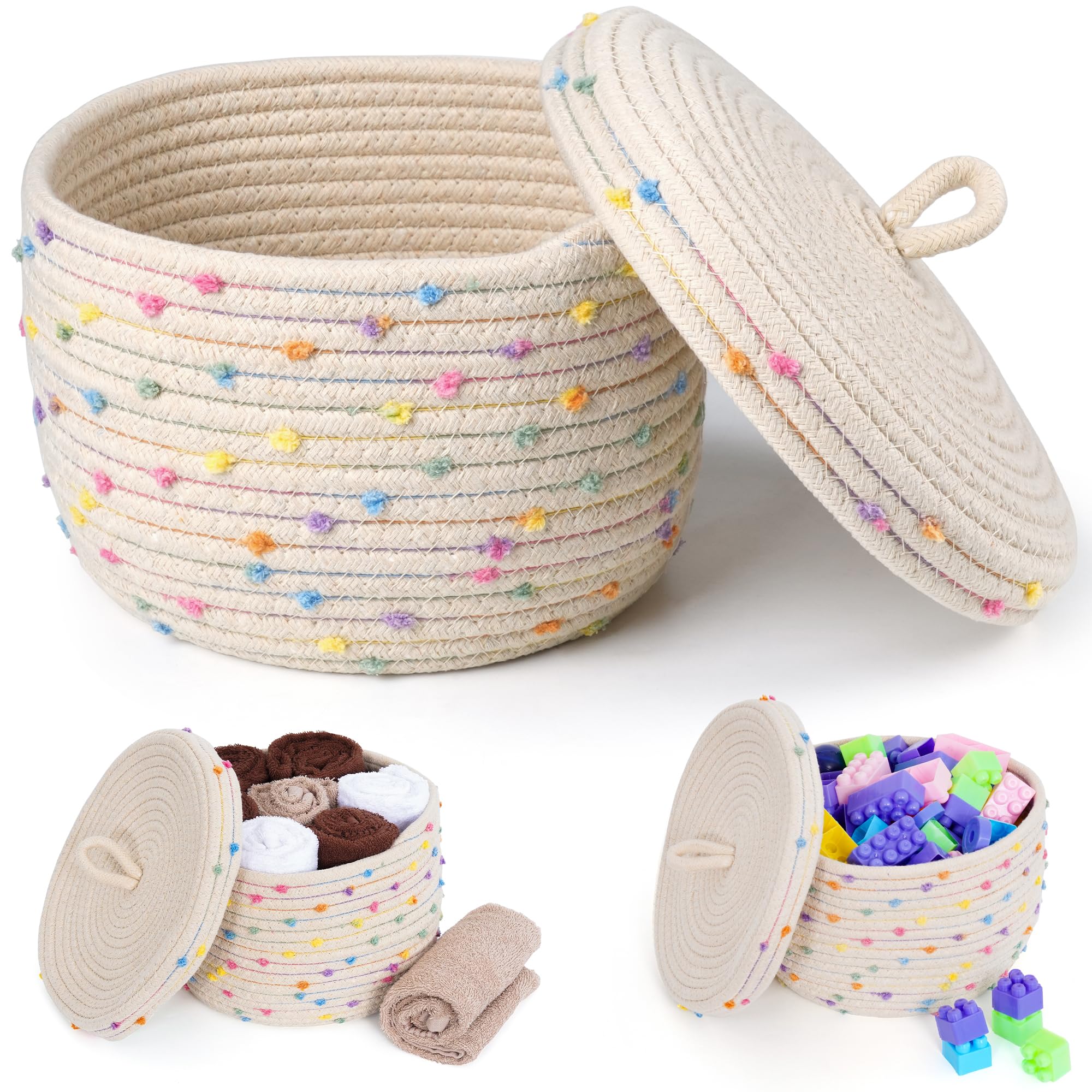 AIGUILLE A TRICOTER,Gray B-Large--Paniers De Rangement En Corde De Coton, Panier De Rangement