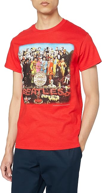 Beatles Mens SGT. Pepper Vintage T-Shirt Vintage Scarlet