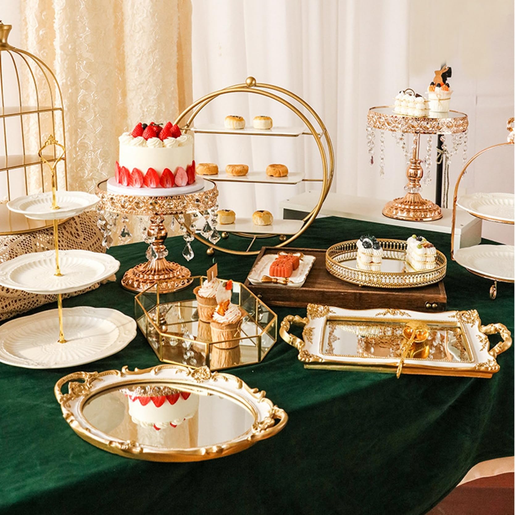 Amazon｜欧風ケーキスタンド アフタヌーンティースタンド キラキラ 金