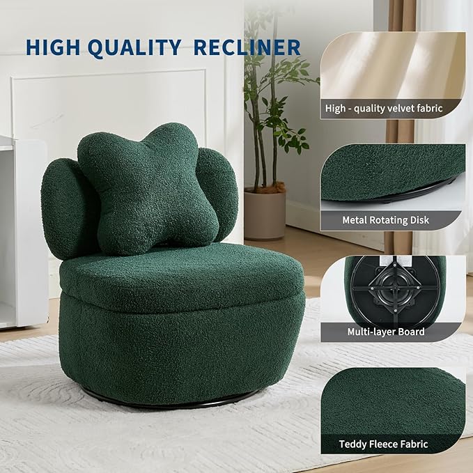 Sillón Giratorio de Terciopelo con Almacenamiento miniatura 4