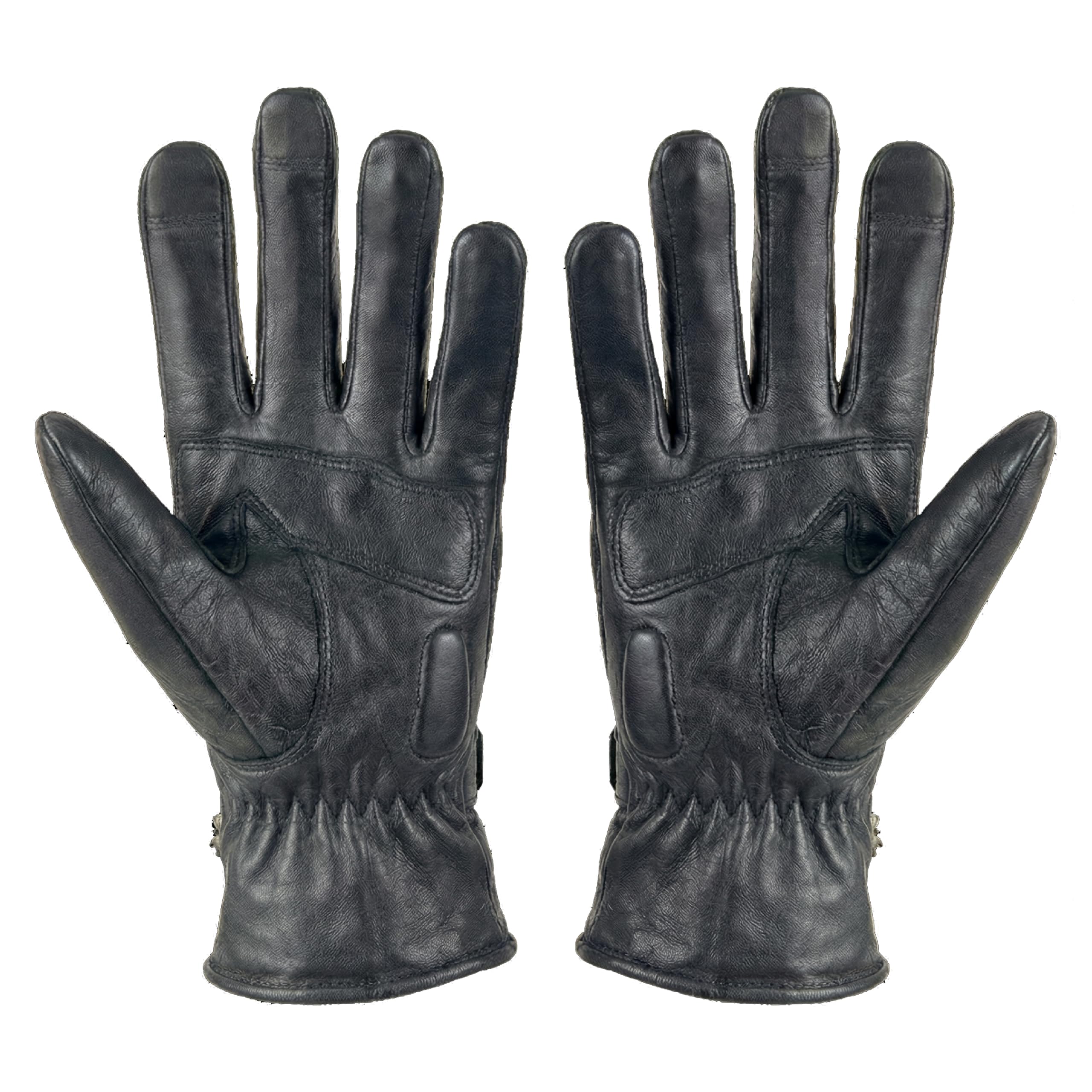 BY CITY Gants d'hiver pour moto Elegant Man | Gants en cuir | Protections au niveau des nœuds | Zones rembourrées | Renfort anti-abrasion sur la paume | Membrane imperméable
