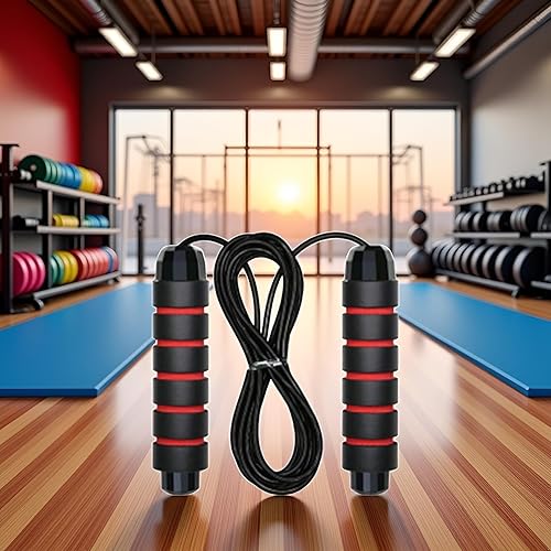 Miniatura 3 de Cuerda de saltar roja ajustable para entrenamiento, cuerda de saltar de fitness de 9.8 pies para hombres, mujeres y niños, cuerda de salto de